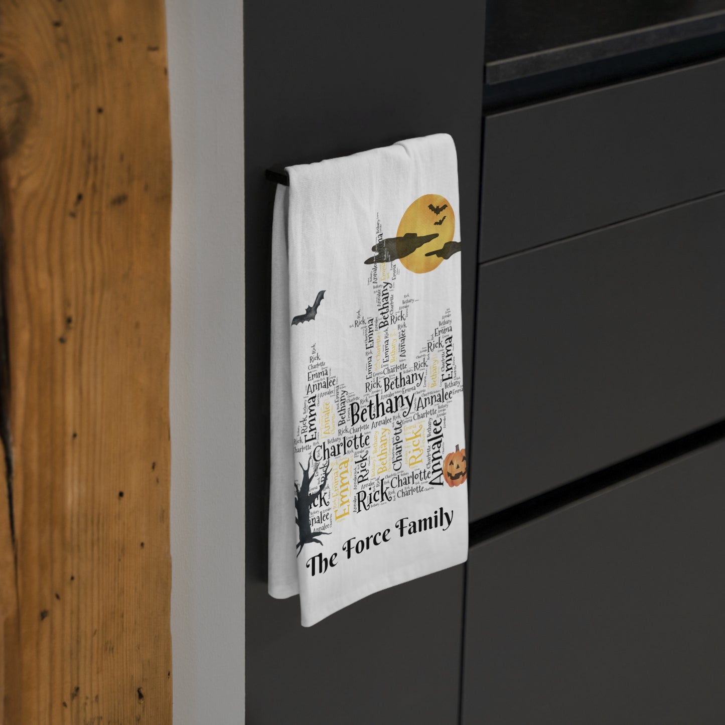 Haunted House Personalized Tea Towel - Add up to 35 names - Amazing Faith Designs