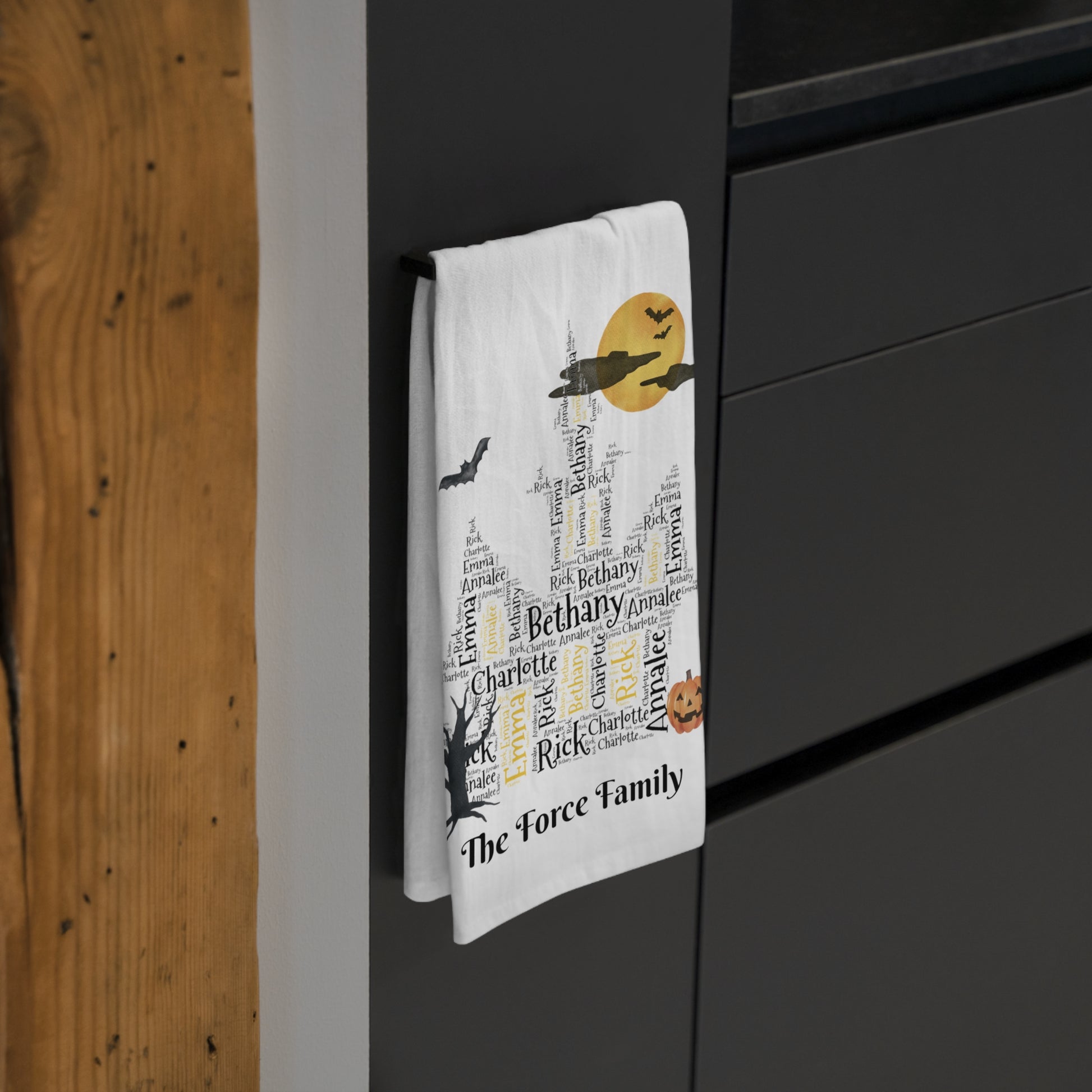 Haunted House Personalized Tea Towel - Add up to 35 names - Amazing Faith Designs