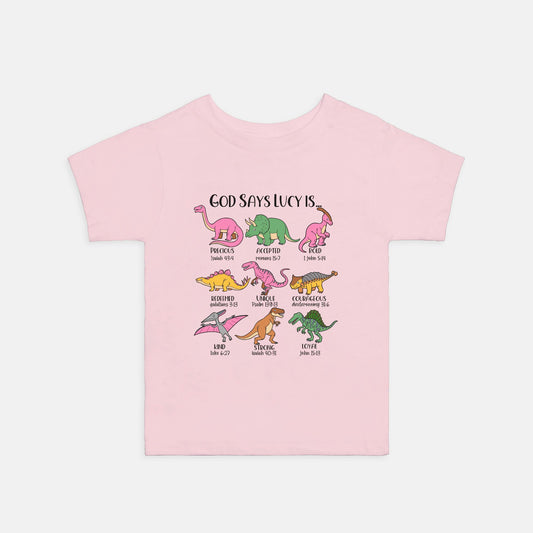 God Says I Am Dinosaur Shirt for Girls - Amazing Faith Designs