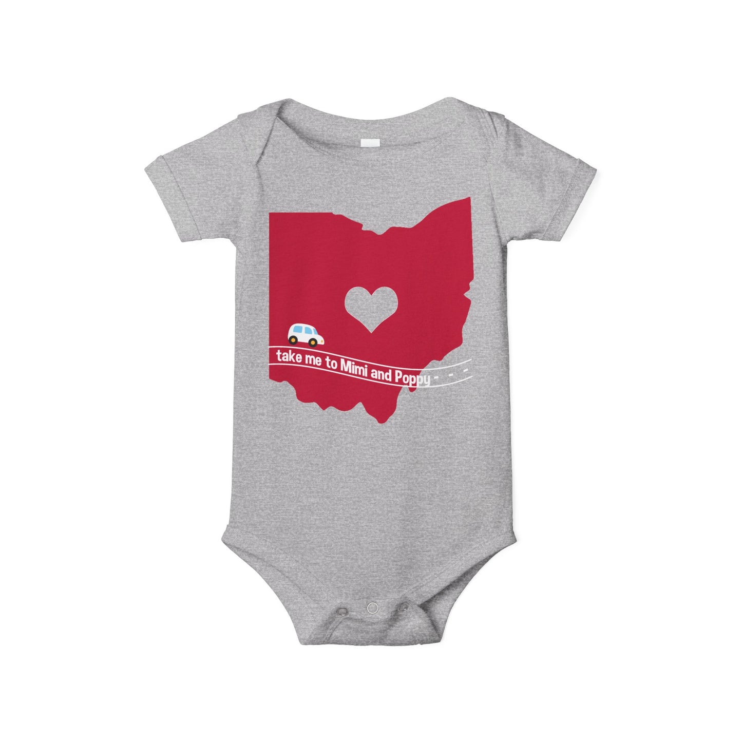 Personalized Grandparent State Heart Baby Onesie - Amazing Faith Designs