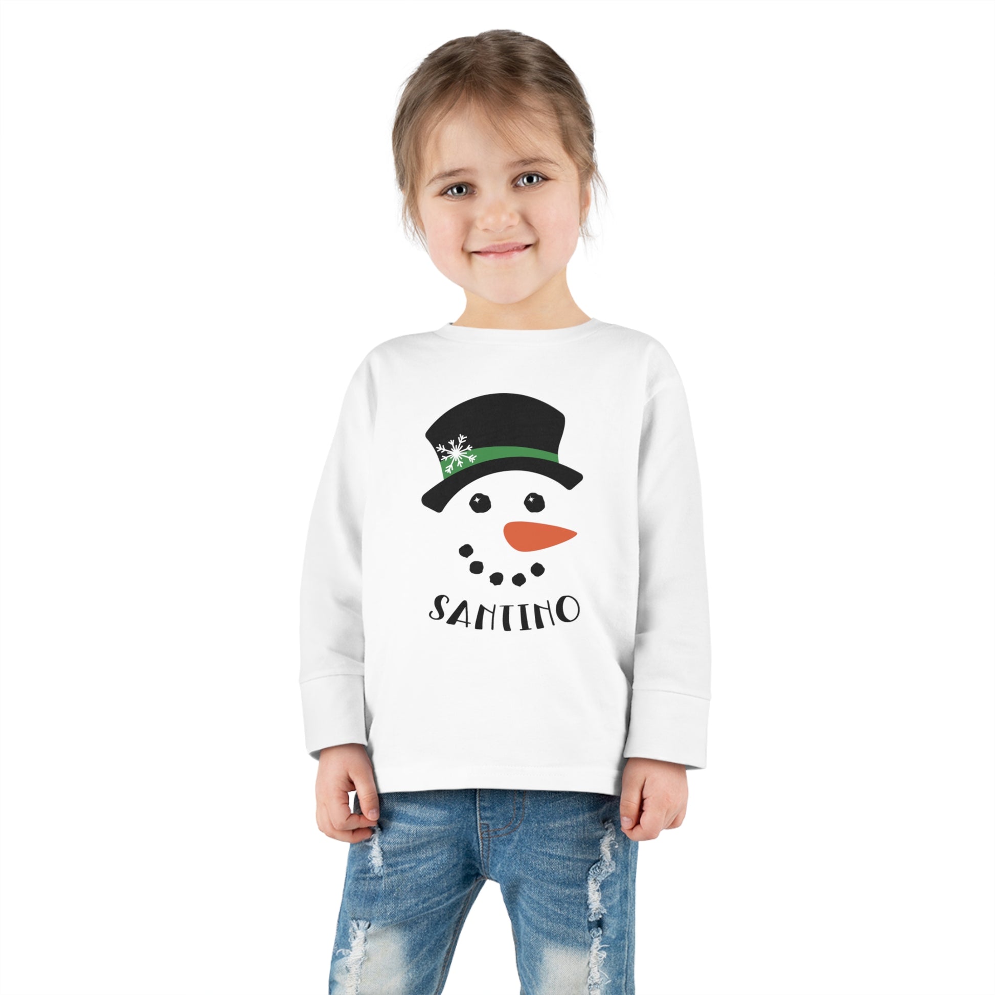 Snowman Personalized Toddler Long Sleeve Tee - Amazing Faith Designs