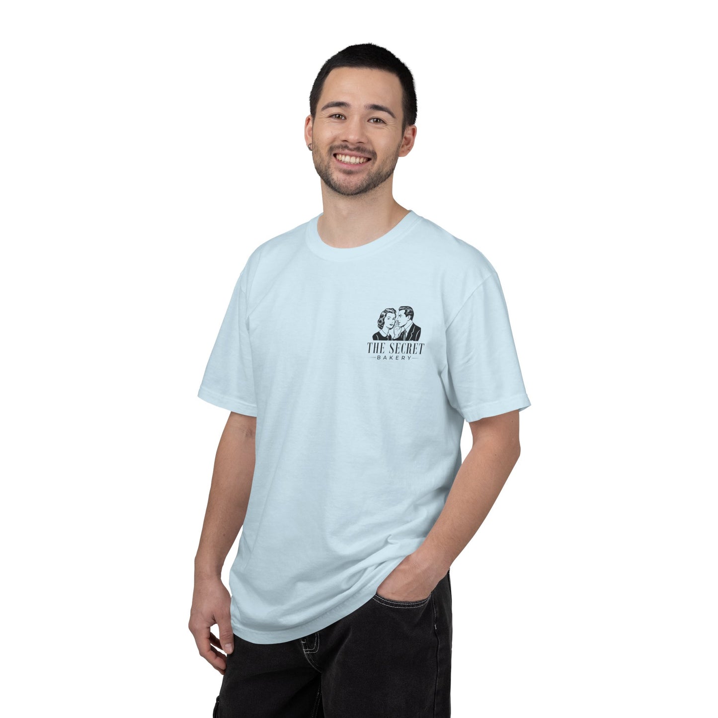 The Secret Bakery Custom Logo Comfort Colors Shirt with back print - Amazing Faith Designs
