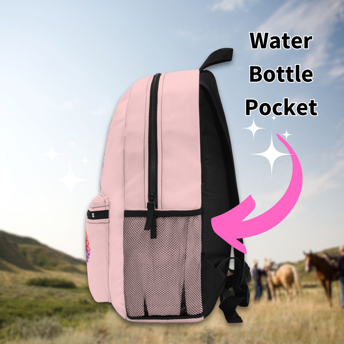 Rainbow Horse Pink Backpack for Kids