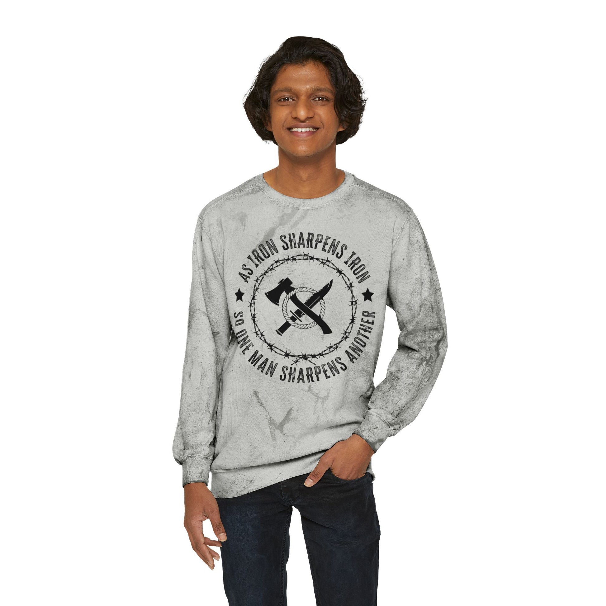Iron Sharpens Iron Color Blast  Sweatshirt - Amazing Faith Designs