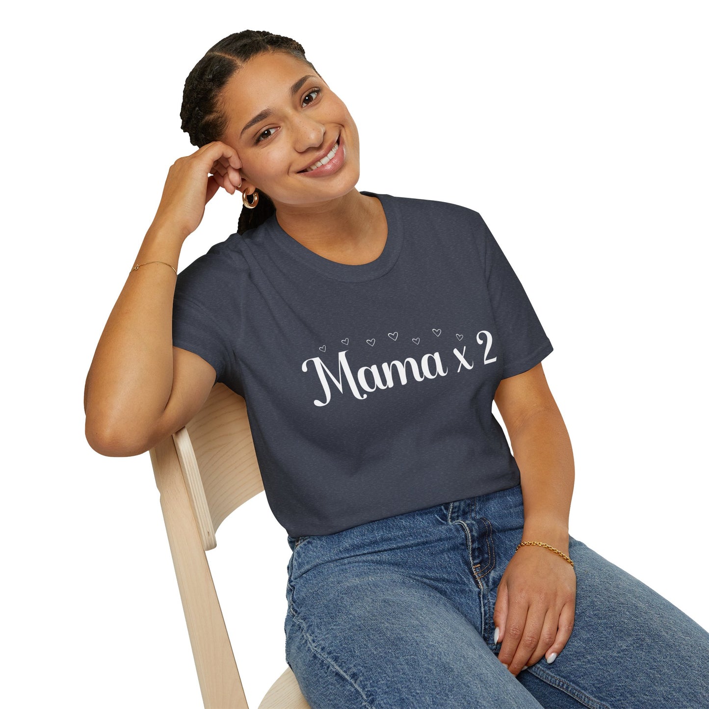 Mama x 2 Unisex Softstyle T-Shirt, Pregnancy Announcement - Amazing Faith Designs