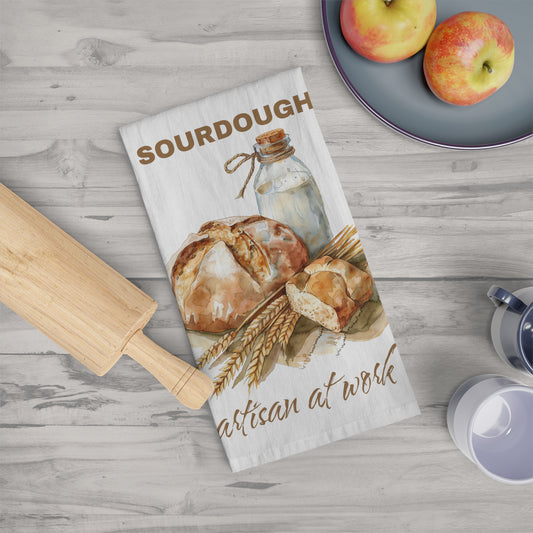 Artisan Sourdough Tea Towel - Rustic Kitchen Decor for Bakers - Amazing Faith Designs