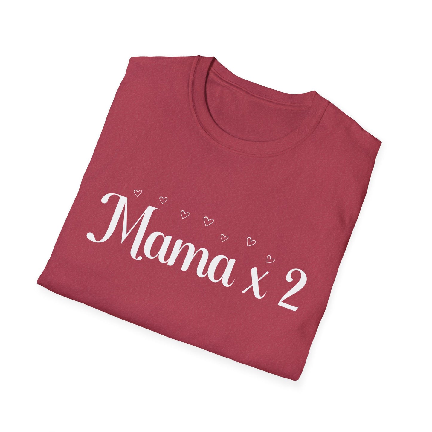 Mama x 2 Unisex Softstyle T-Shirt, Pregnancy Announcement - Amazing Faith Designs