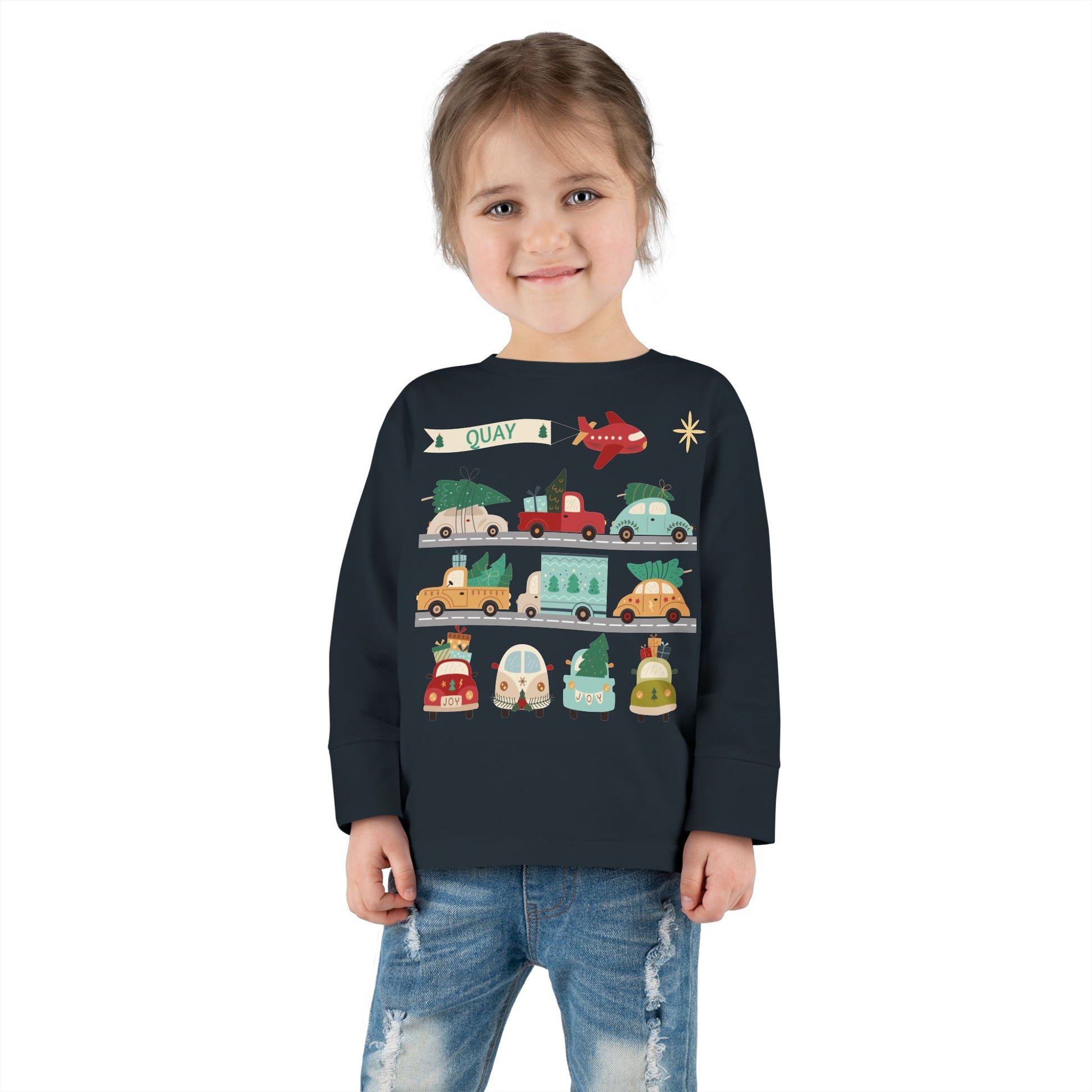 QUAY Christmas Cars Toddler Long Sleeve Shirt - Amazing Faith Designs