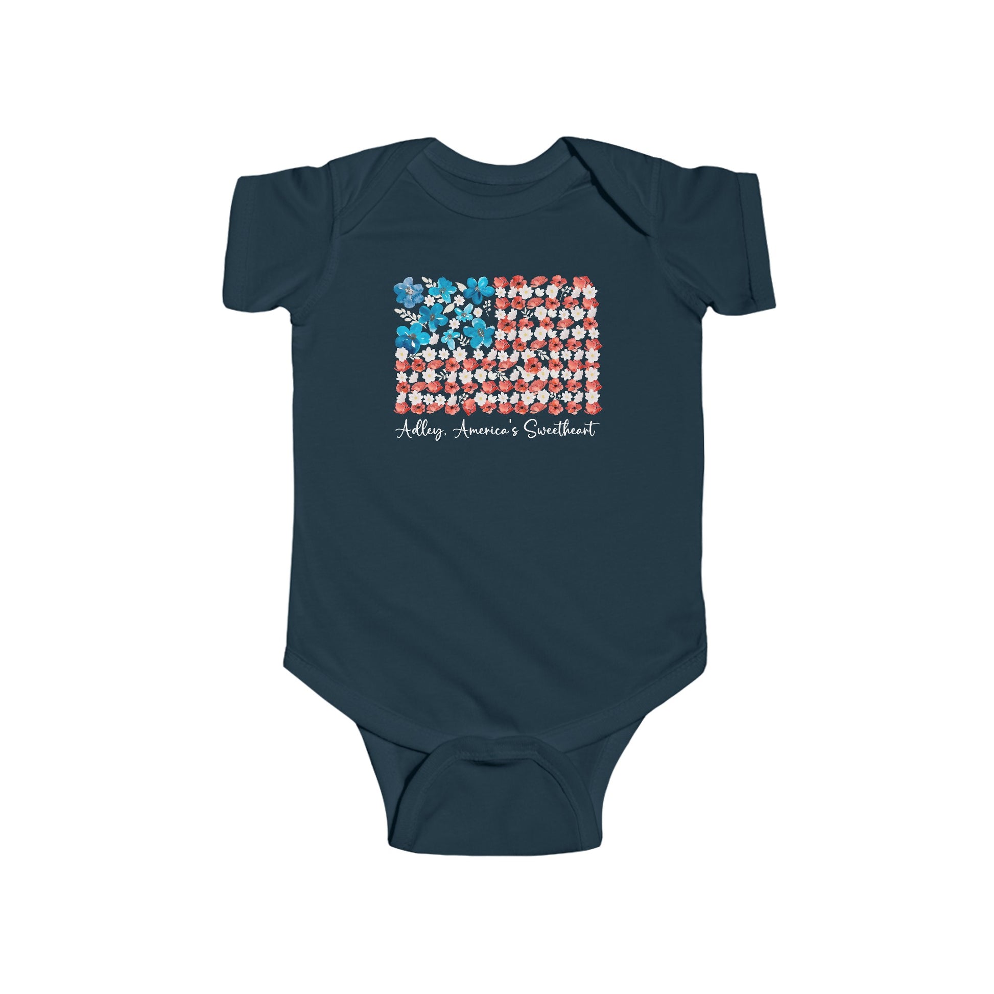 American Flag Flowers Personalized Infant Fine Jersey Bodysuit - Amazing Faith Designs