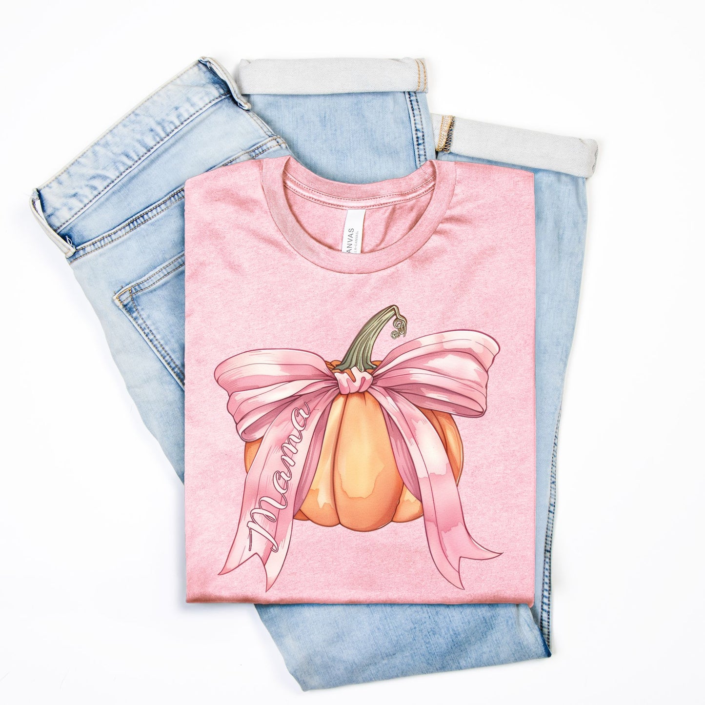 Matching Mama Pumpkin Coquette Pink Shirt - Amazing Faith Designs