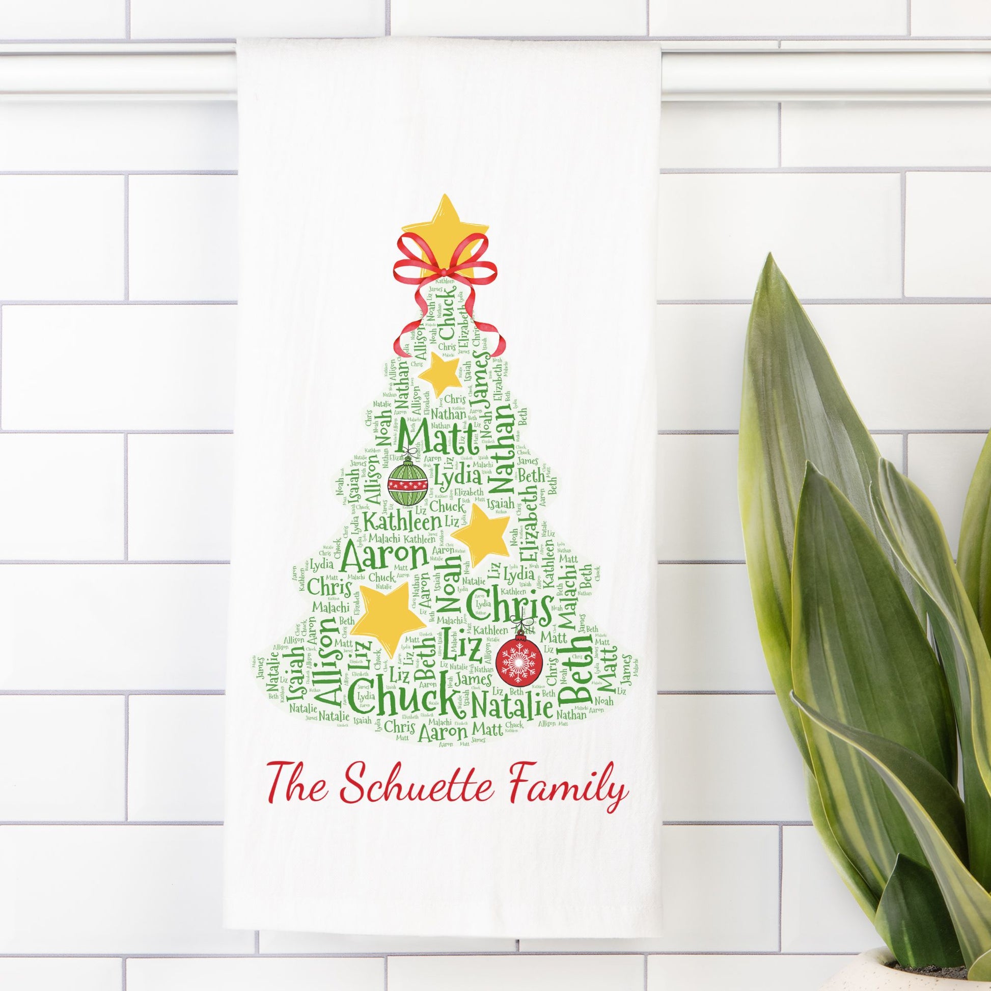 Christmas Tree Personalized Tea Towel - Amazing Faith Designs