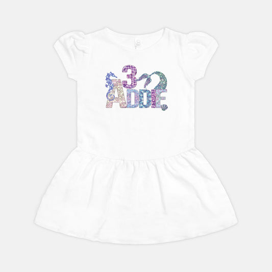 Mermaid Birthday Toddler Rib Dress - Amazing Faith Designs