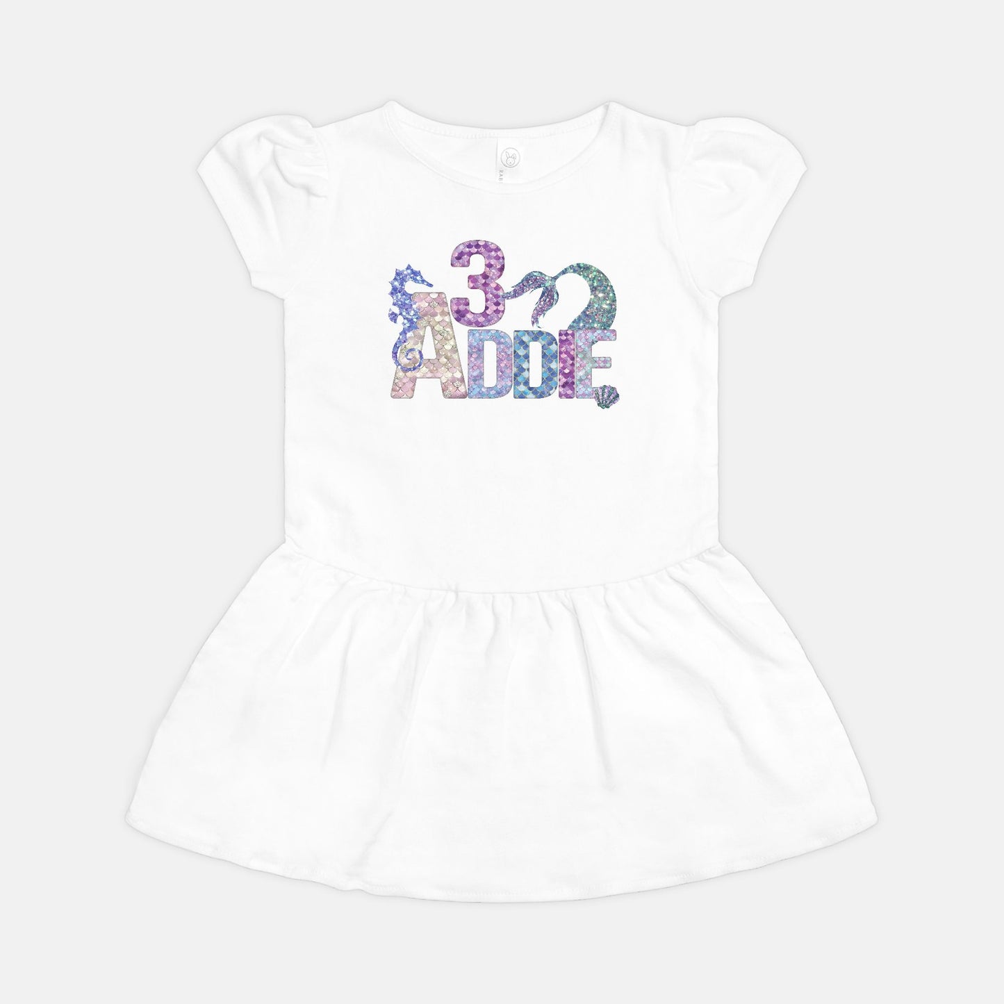 Mermaid Birthday Toddler Rib Dress - Amazing Faith Designs