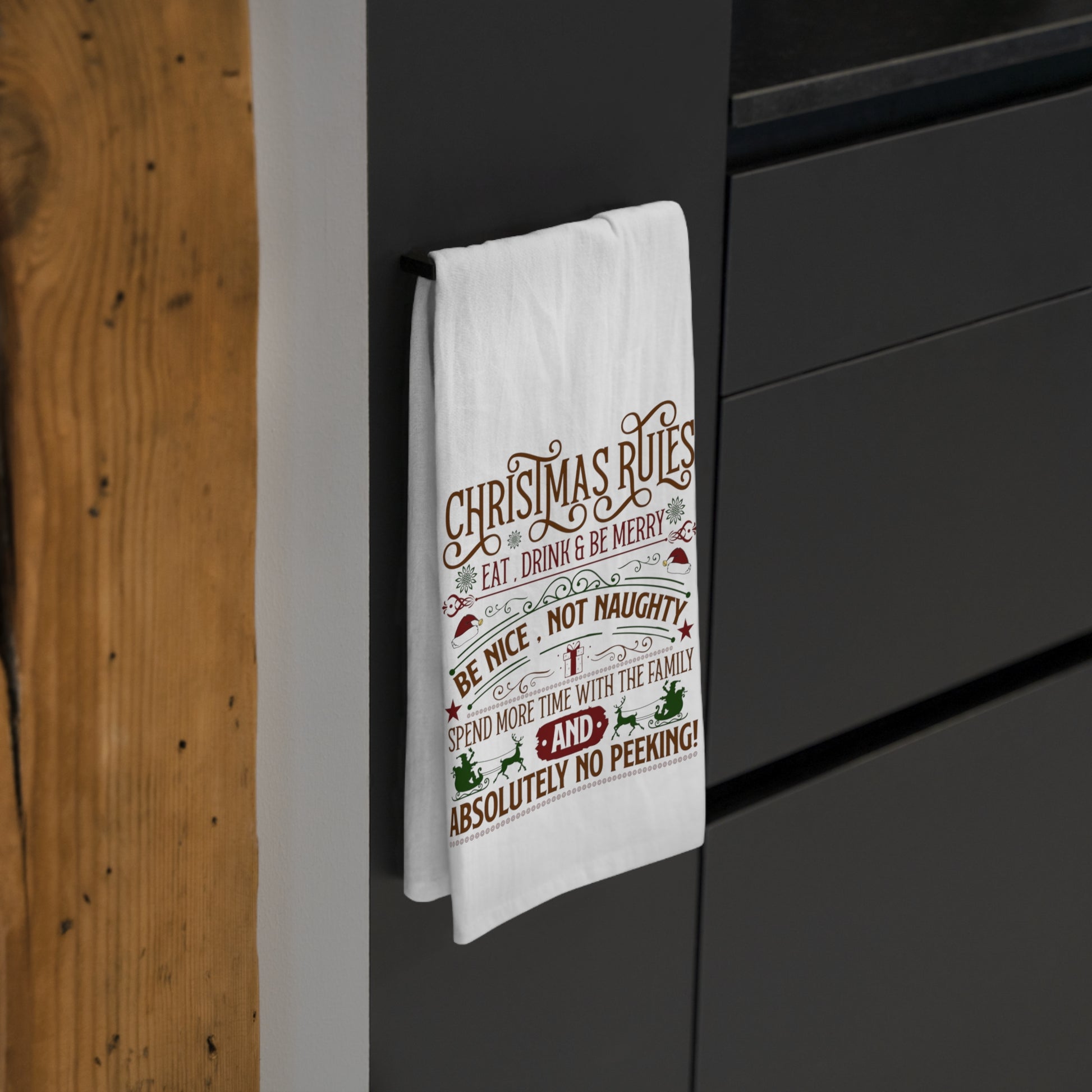 Christmas Rules Kitchen Tea Towel - Amazing Faith Designs