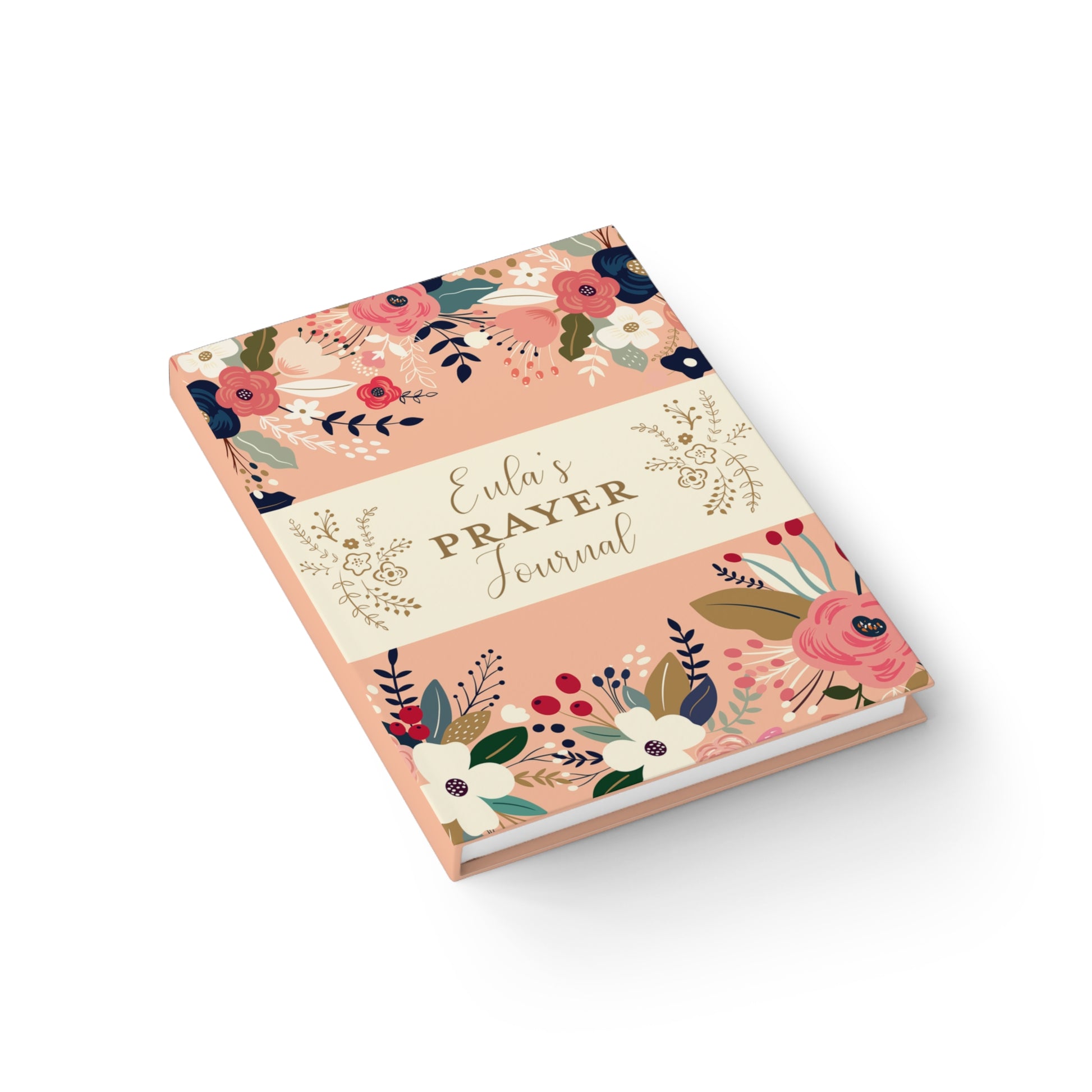 Prayer Journal Personalized Peach Floral - Ruled Line - Amazing Faith Designs