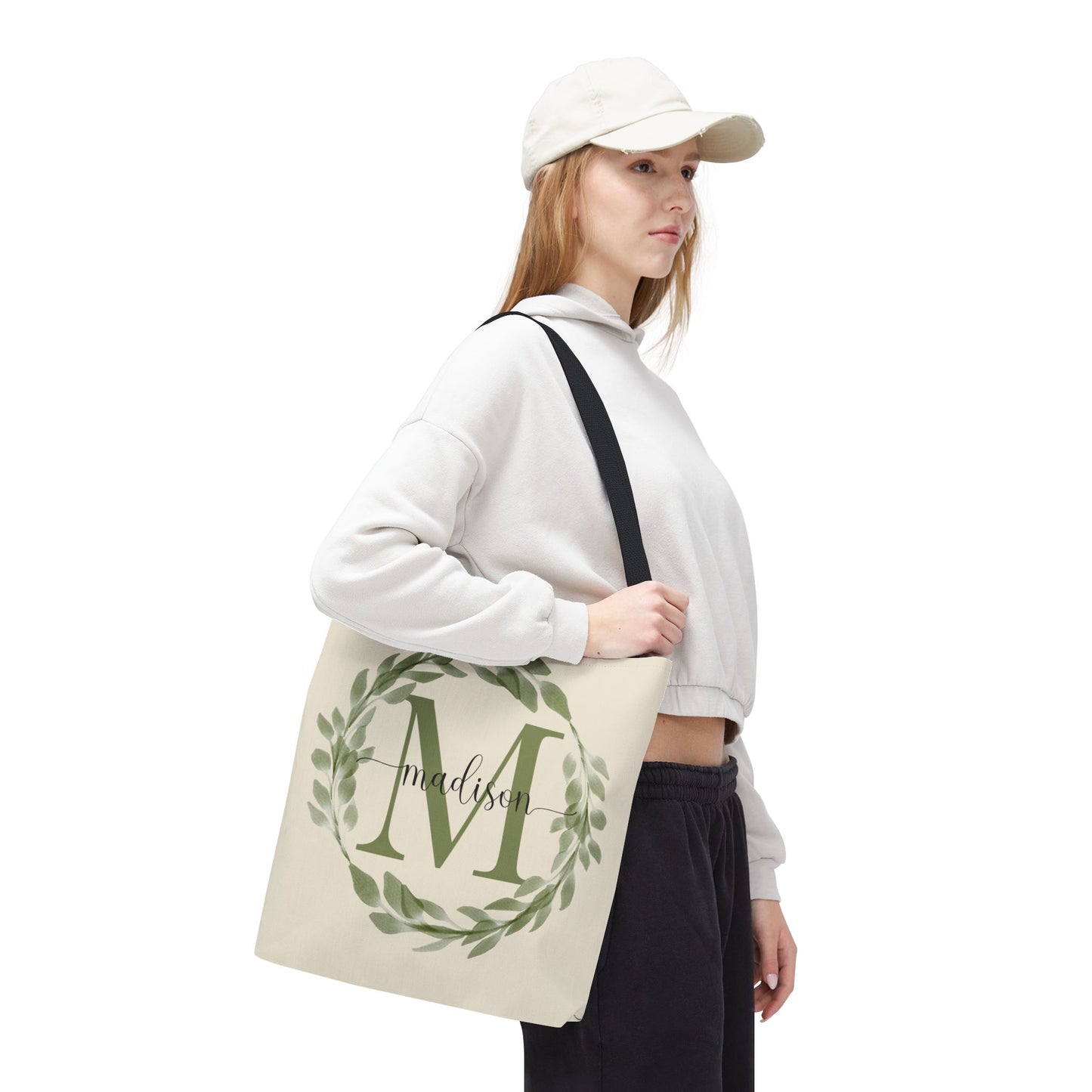 Monogram Wreath Tote Bag - Amazing Faith Designs