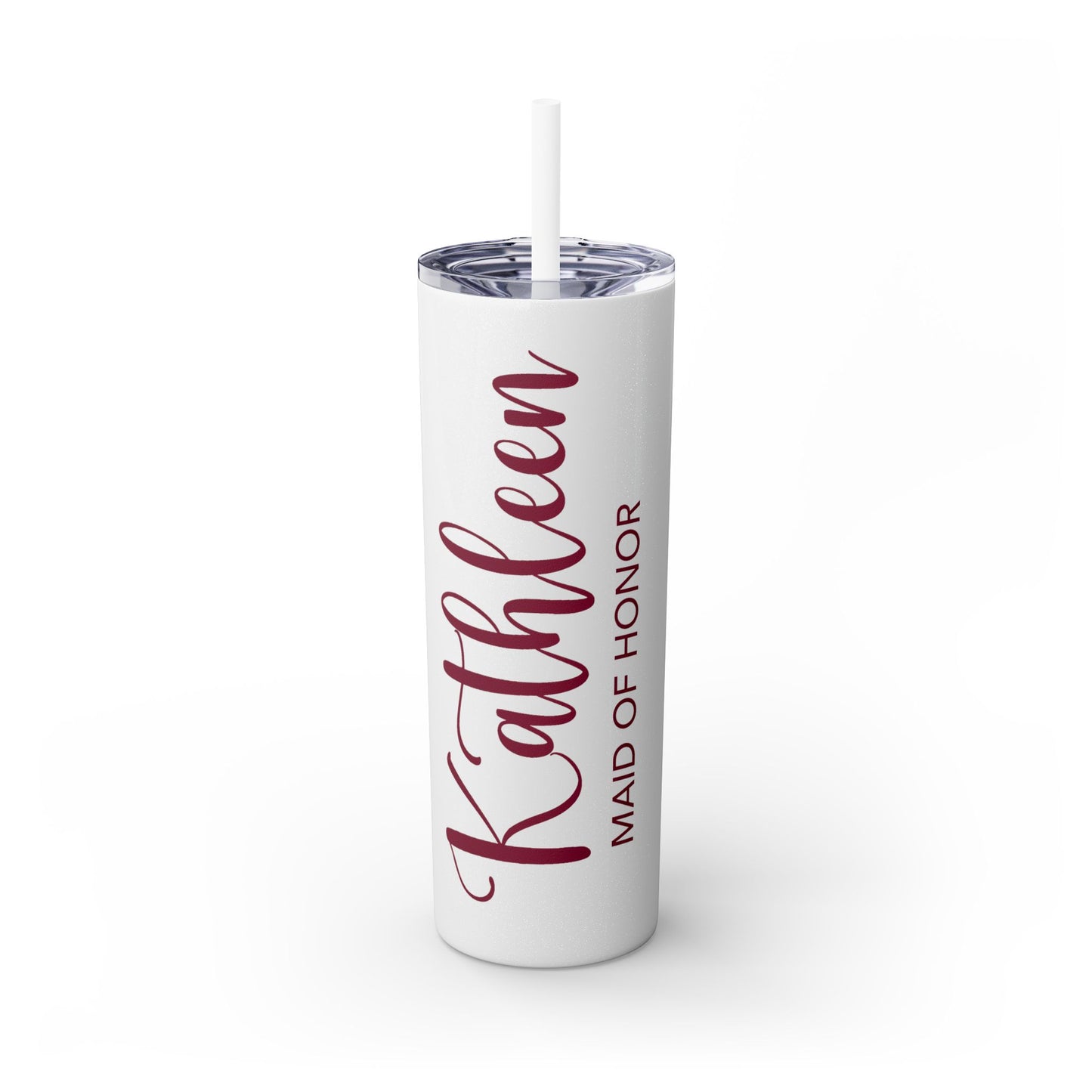 Bridesmaid Personalized Skinny Tumbler with Straw, 20oz - Amazing Faith Designs