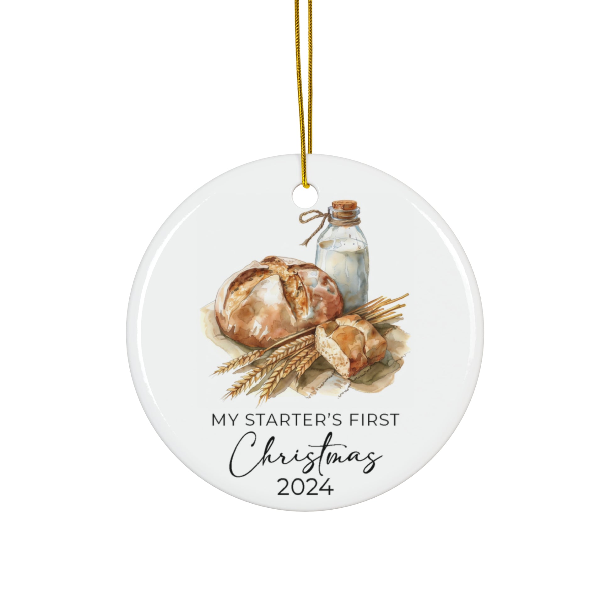 Sourdough Starter's First Christmas Ceramic Ornament - Amazing Faith Designs