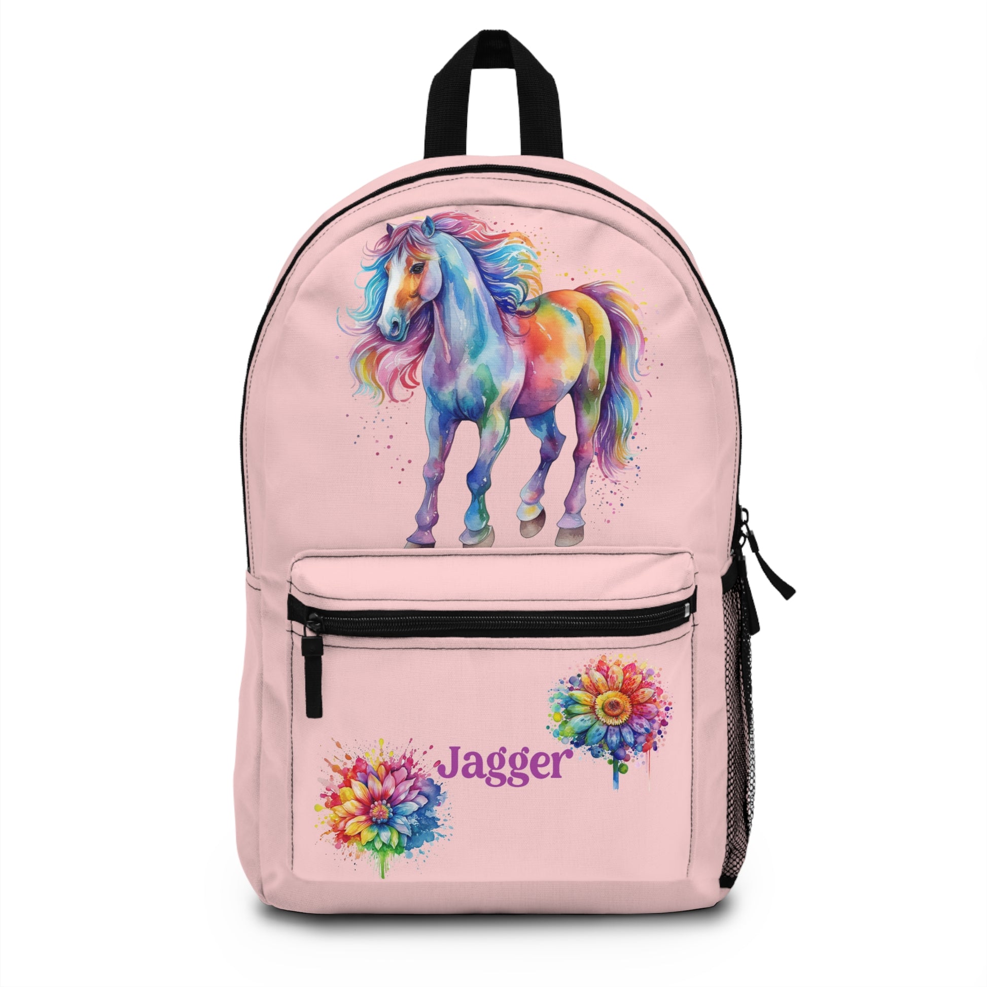 Rainbow Horse Pink Backpack - Amazing Faith Designs