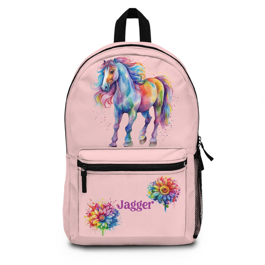 Rainbow Horse Pink Backpack - Amazing Faith Designs