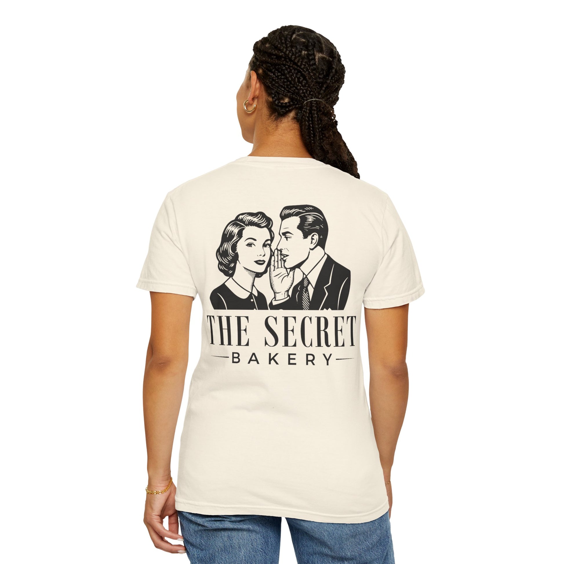 The Secret Bakery Custom Logo Comfort Colors Shirt with back print - Amazing Faith Designs