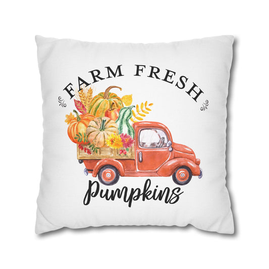 Farm Fresh Pumpkins Orange Truck Throw Pillow Cover - Amazing Faith Designs