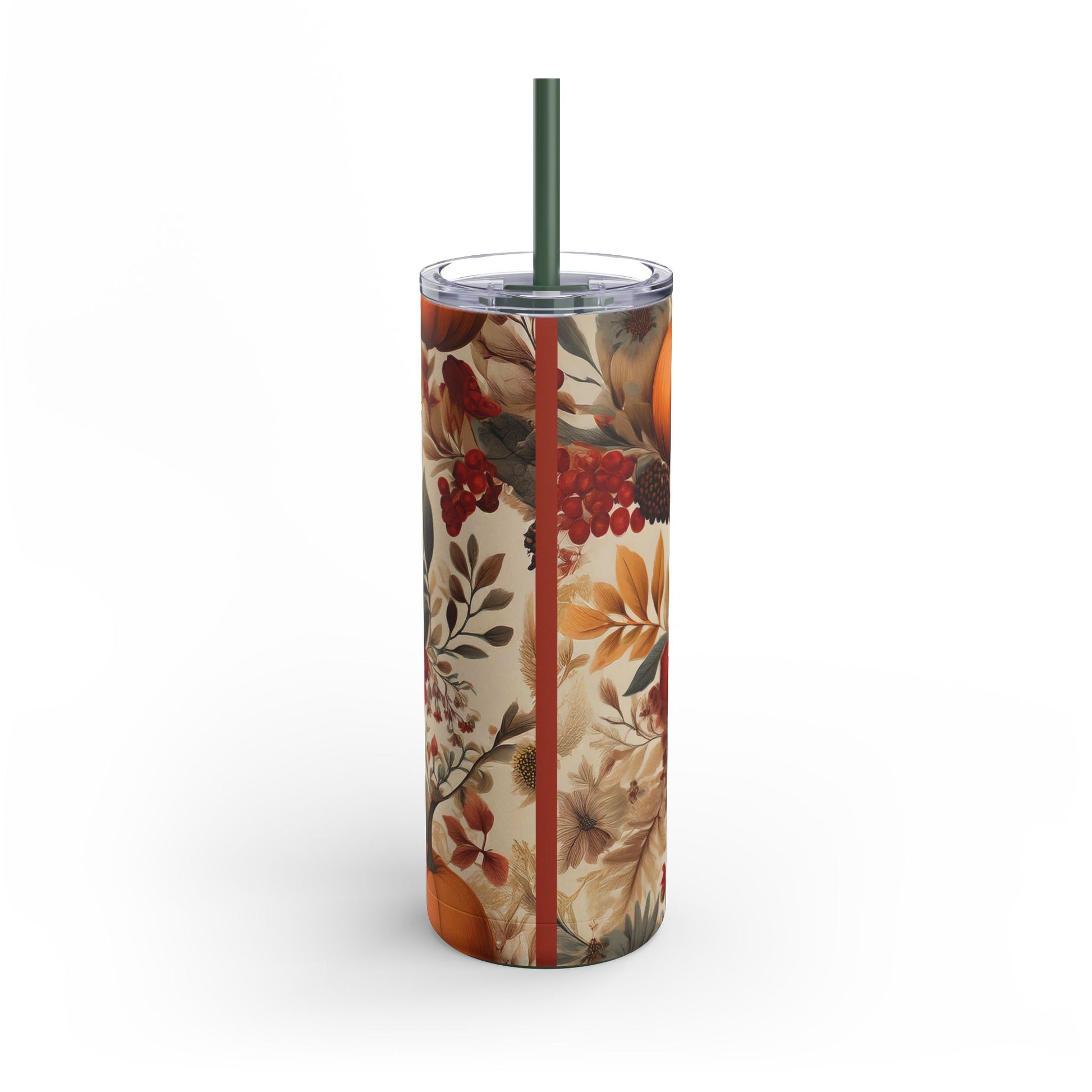 Give Thanks Skinny Tumbler with Straw, 20oz - Amazing Faith Designs