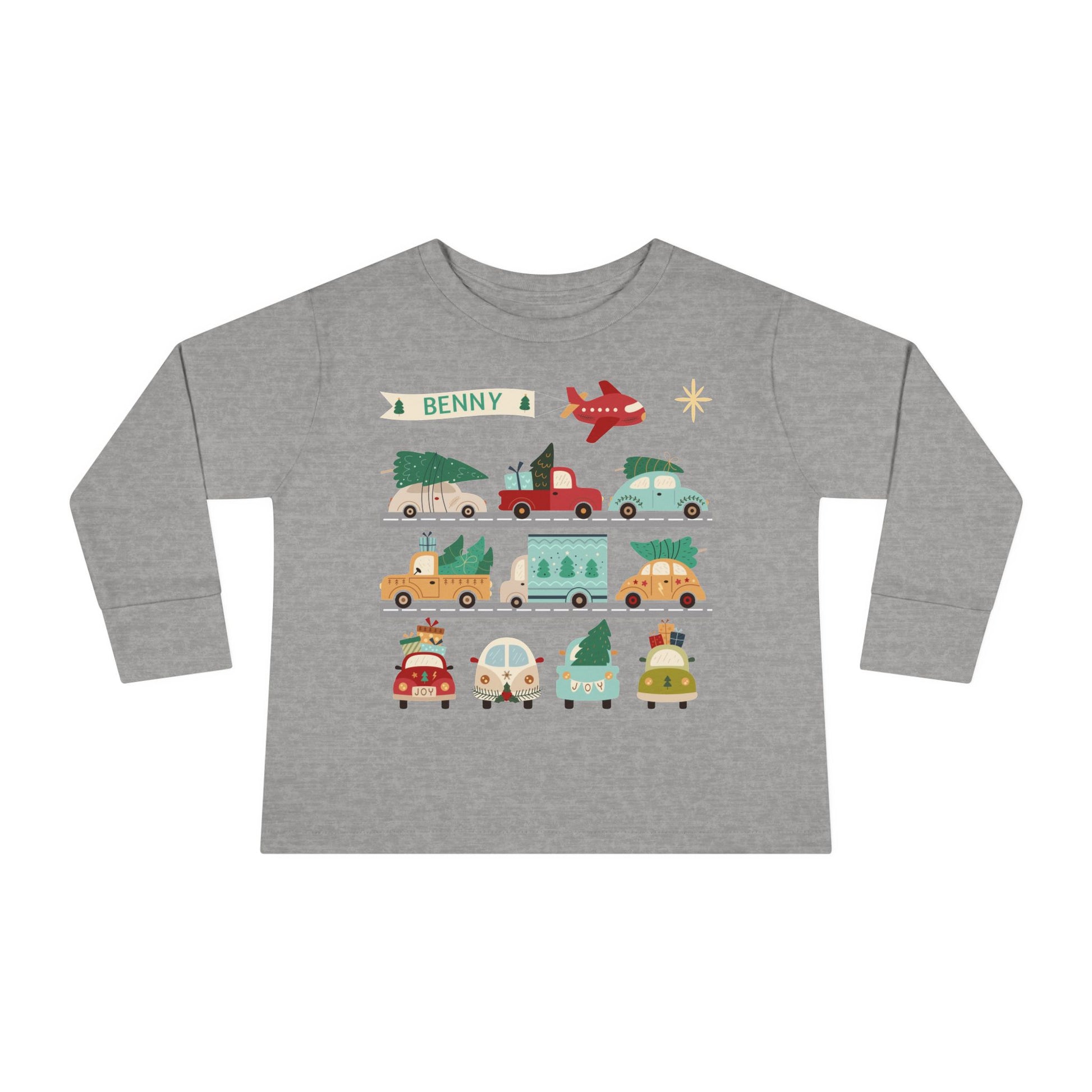 Christmas Cars Toddler Long Sleeve Shirt - Amazing Faith Designs