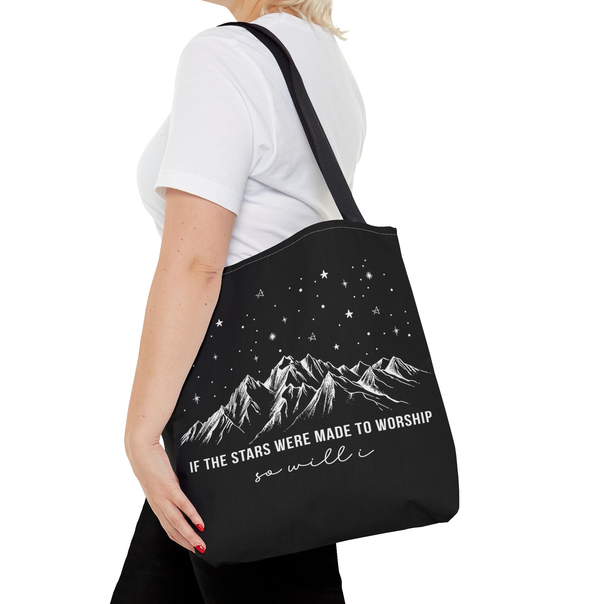 Christian Tote Bag — "If the Stars Were Made to Worship, So Will I" - Amazing Faith Designs