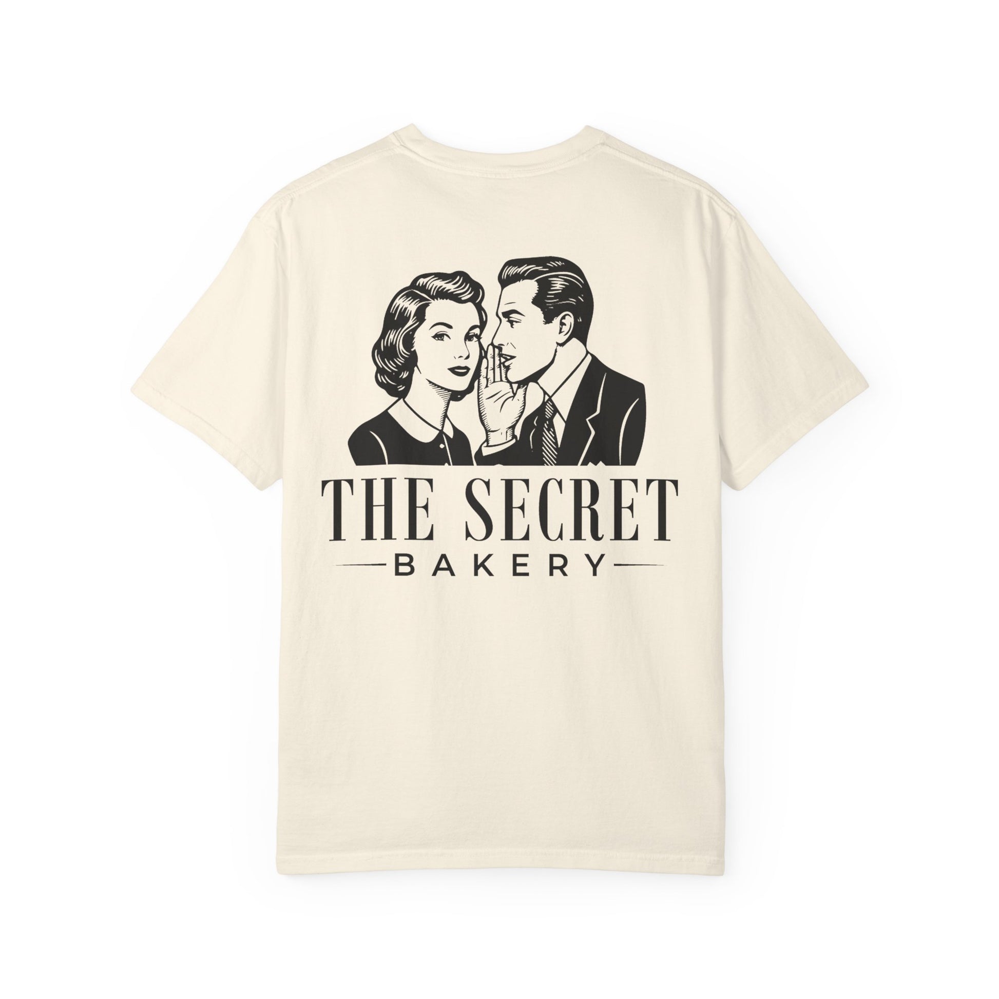 The Secret Bakery Custom Logo Comfort Colors Shirt with back print - Amazing Faith Designs