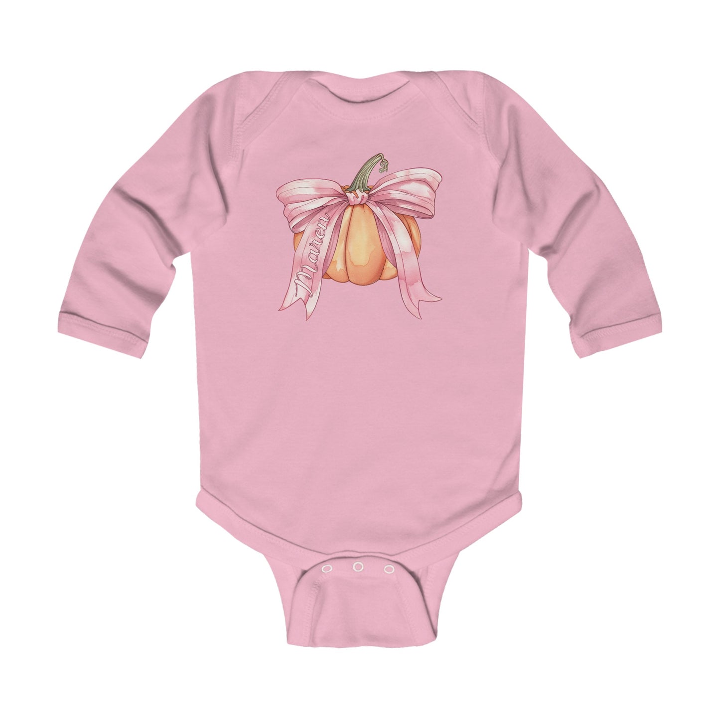 Pink Pumpkin Infant Long Sleeve Bodysuit - Amazing Faith Designs