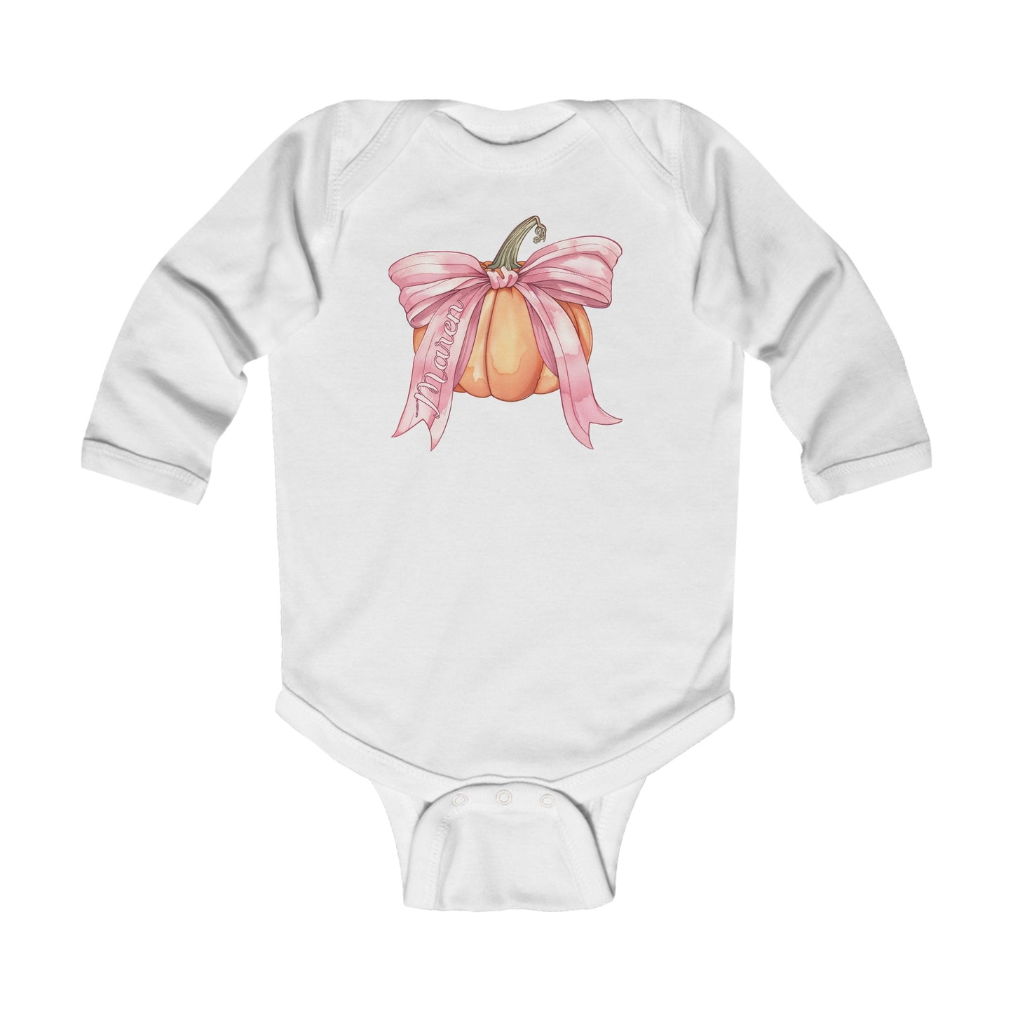 Pink Pumpkin Infant Long Sleeve Bodysuit - Amazing Faith Designs