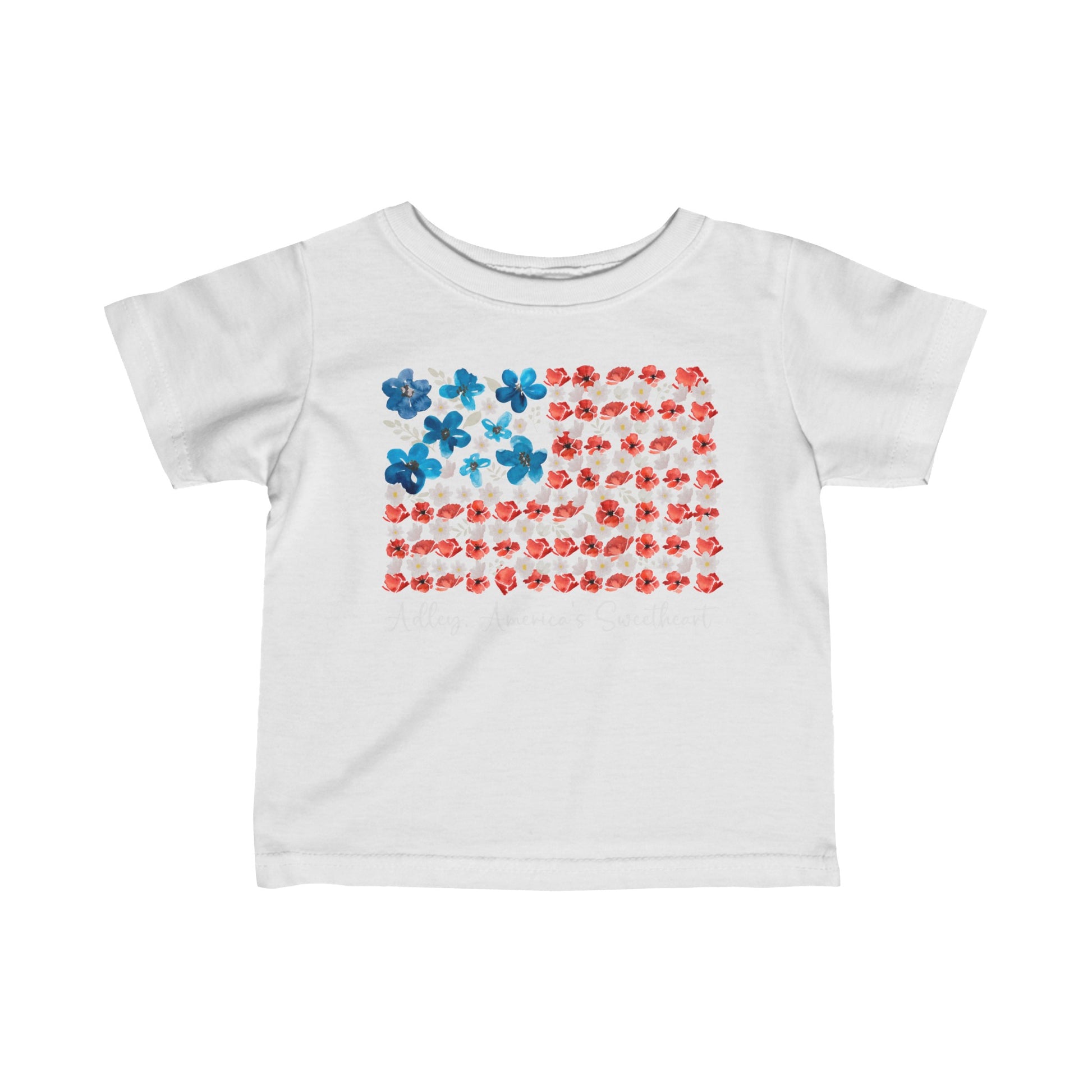 American Flag Flowers Personalized Baby T-Shirt - Amazing Faith Designs