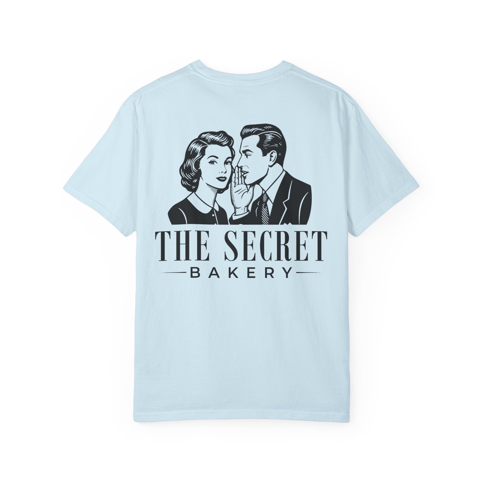 The Secret Bakery Custom Logo Comfort Colors Shirt with back print - Amazing Faith Designs