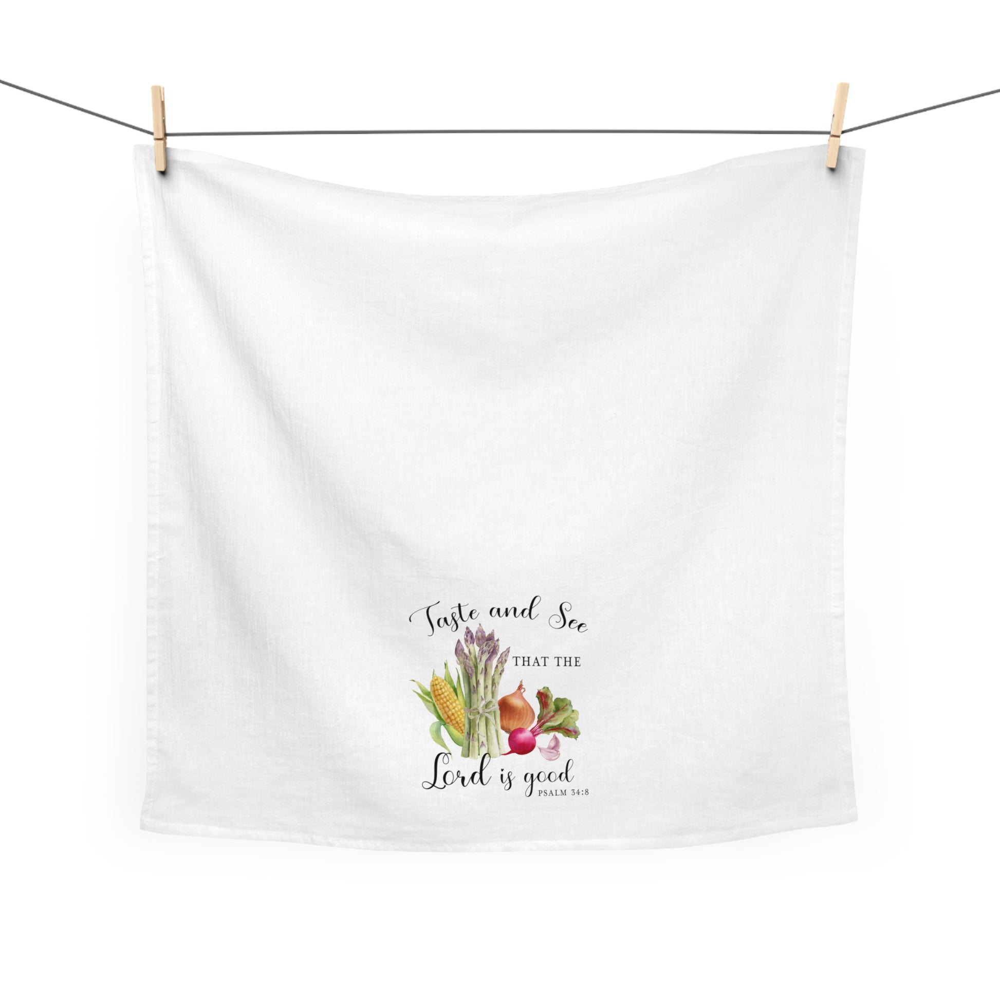 Taste and See Vegetables Scripture Tea Towel - Amazing Faith Designs
