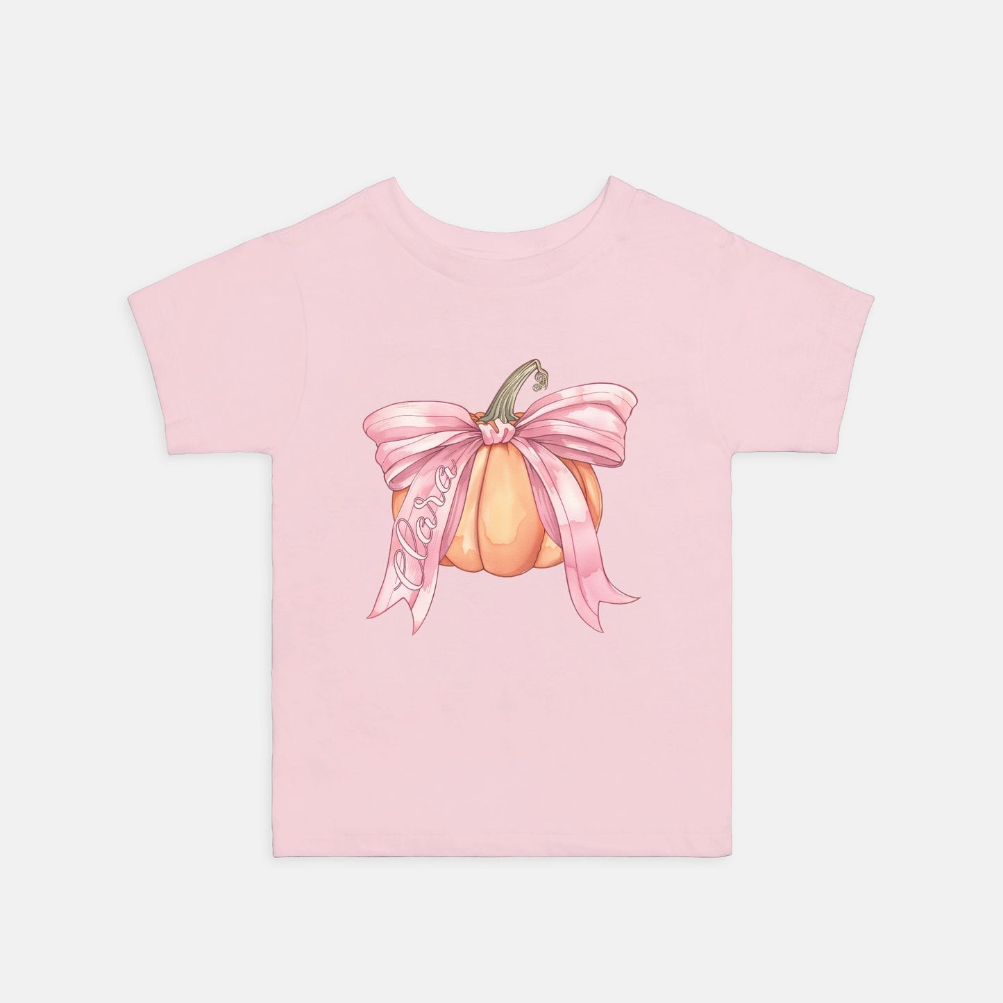 Pumpkin Coquette Toddler Personalized Pink Shirt - Amazing Faith Designs