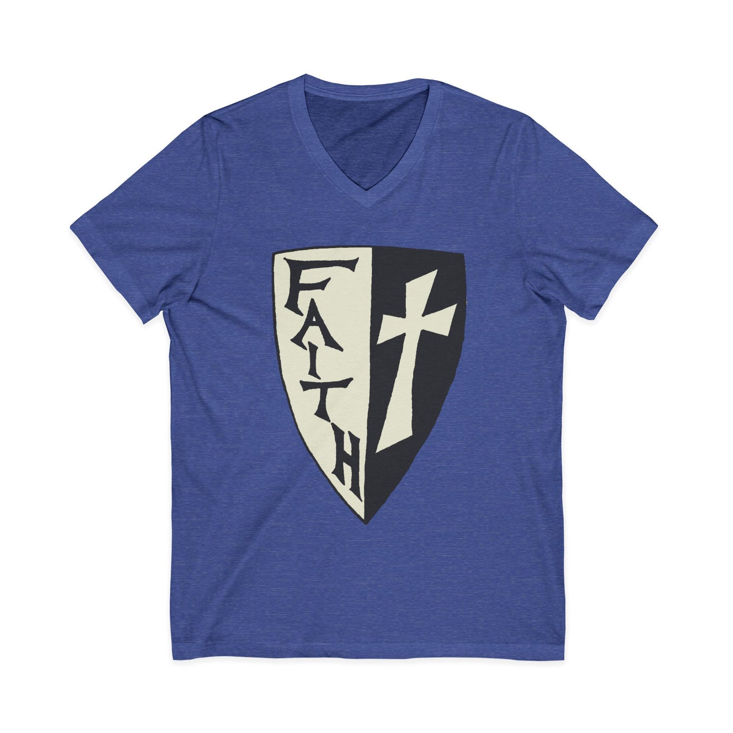 Faith Shield V-Neck Christian Shirt - Amazing Faith Designs