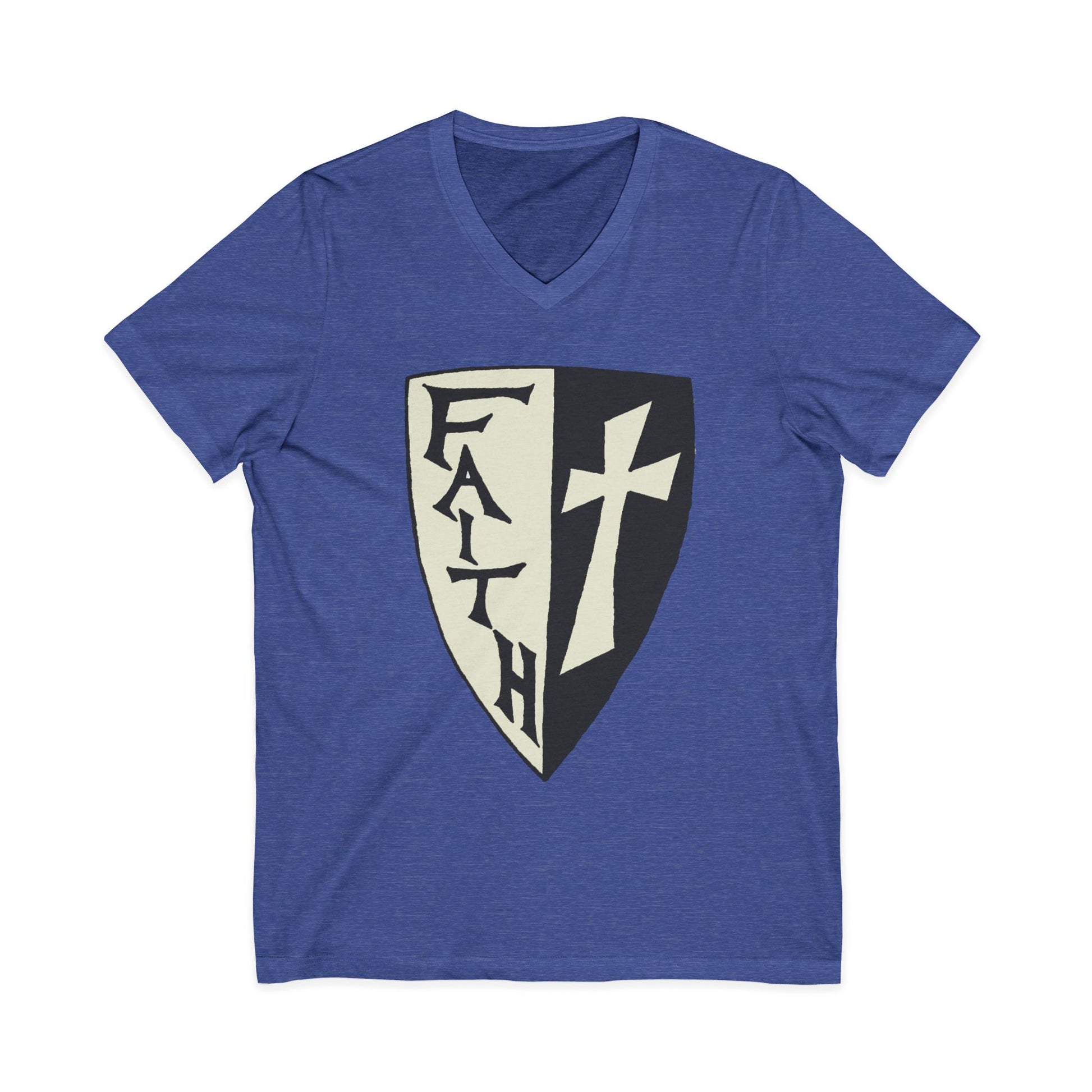 Faith Shield V-Neck Christian Shirt - Amazing Faith Designs