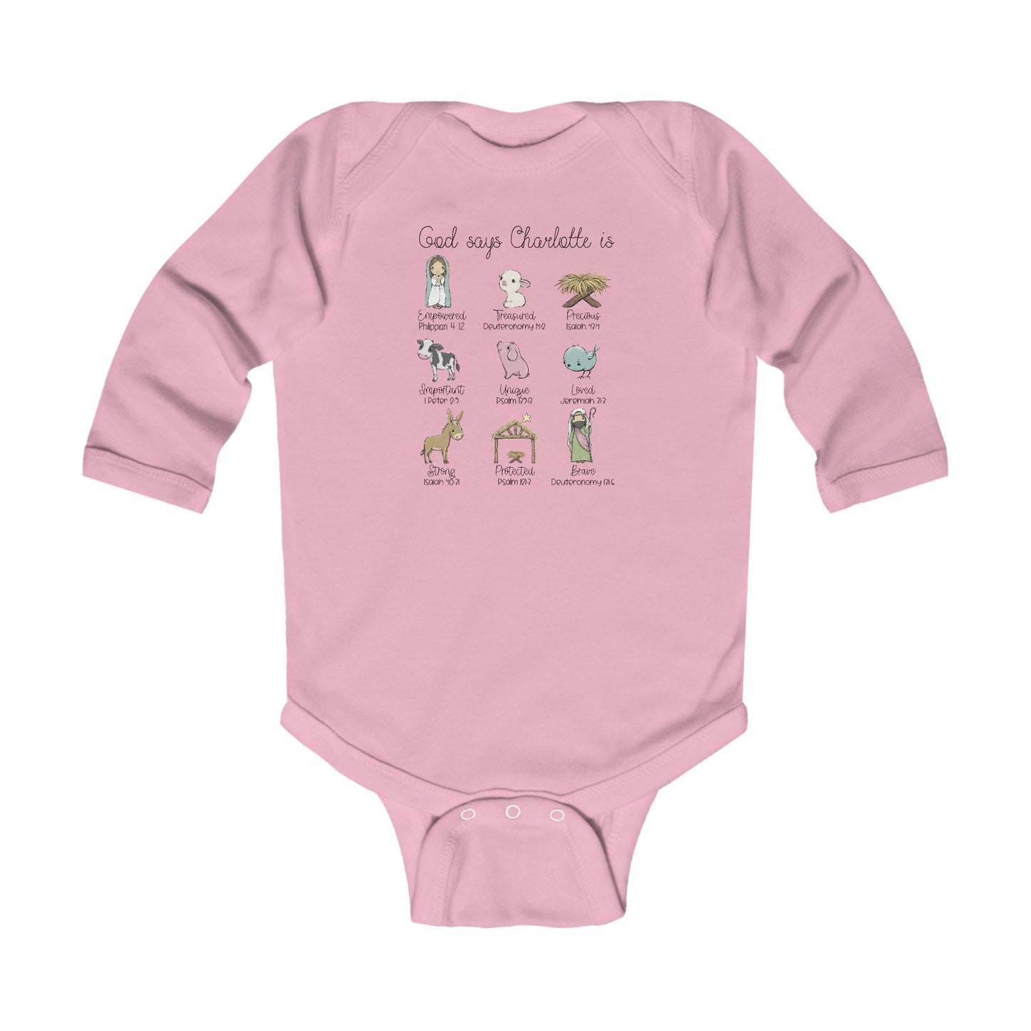 Nativity Personalized Infant Christmas Onesie - Amazing Faith Designs