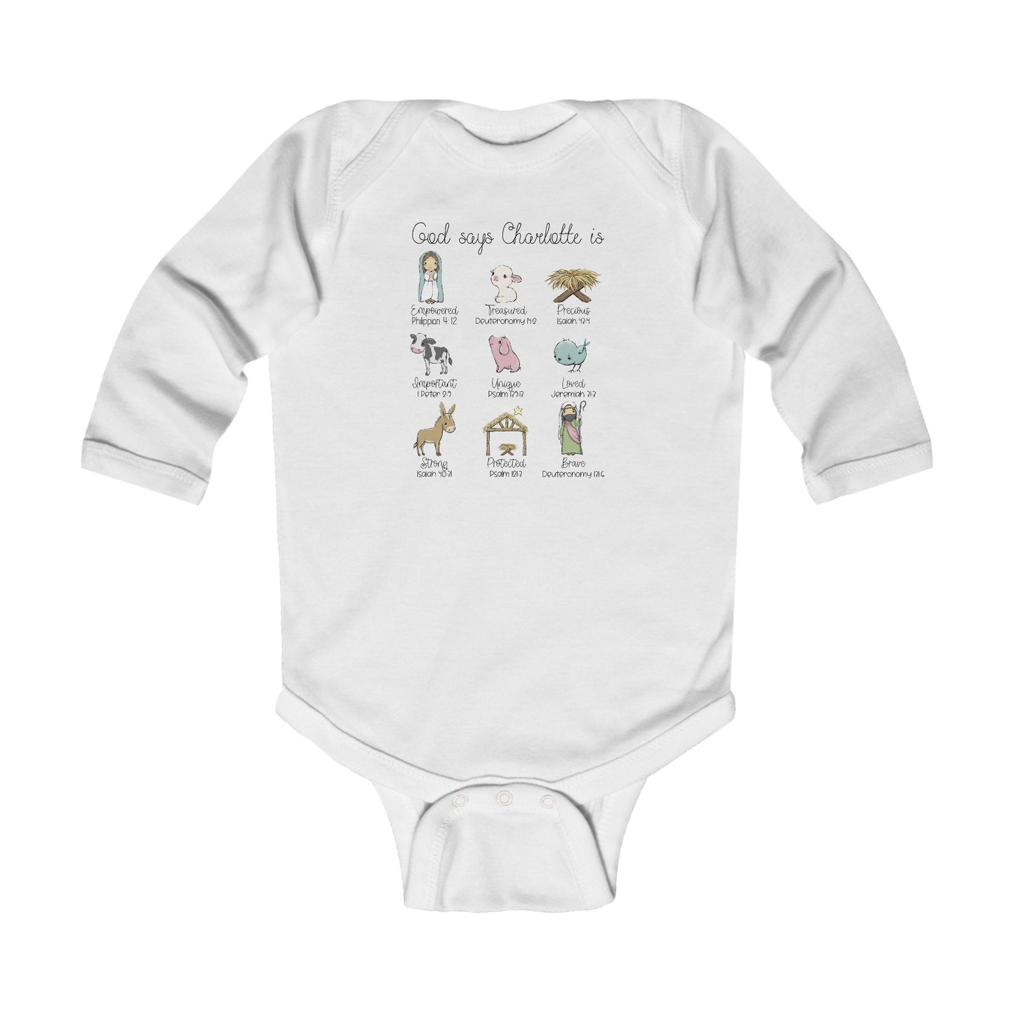 Nativity Personalized Infant Christmas Onesie - Amazing Faith Designs