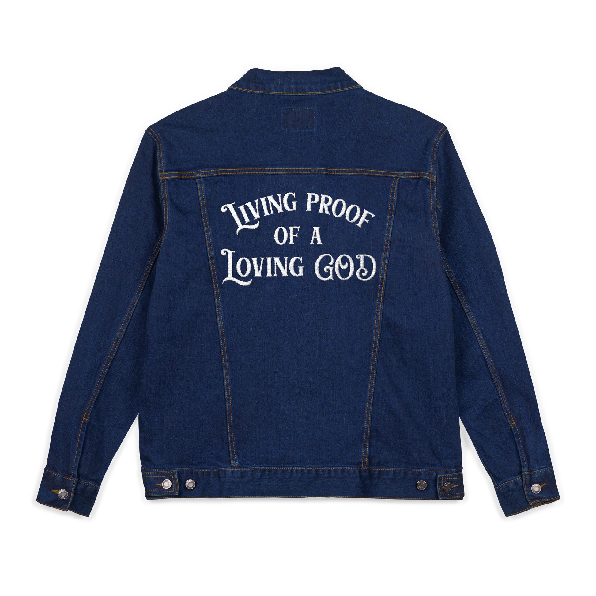 Living Proof Embroidered Unisex Denim Jacket - Amazing Faith Designs