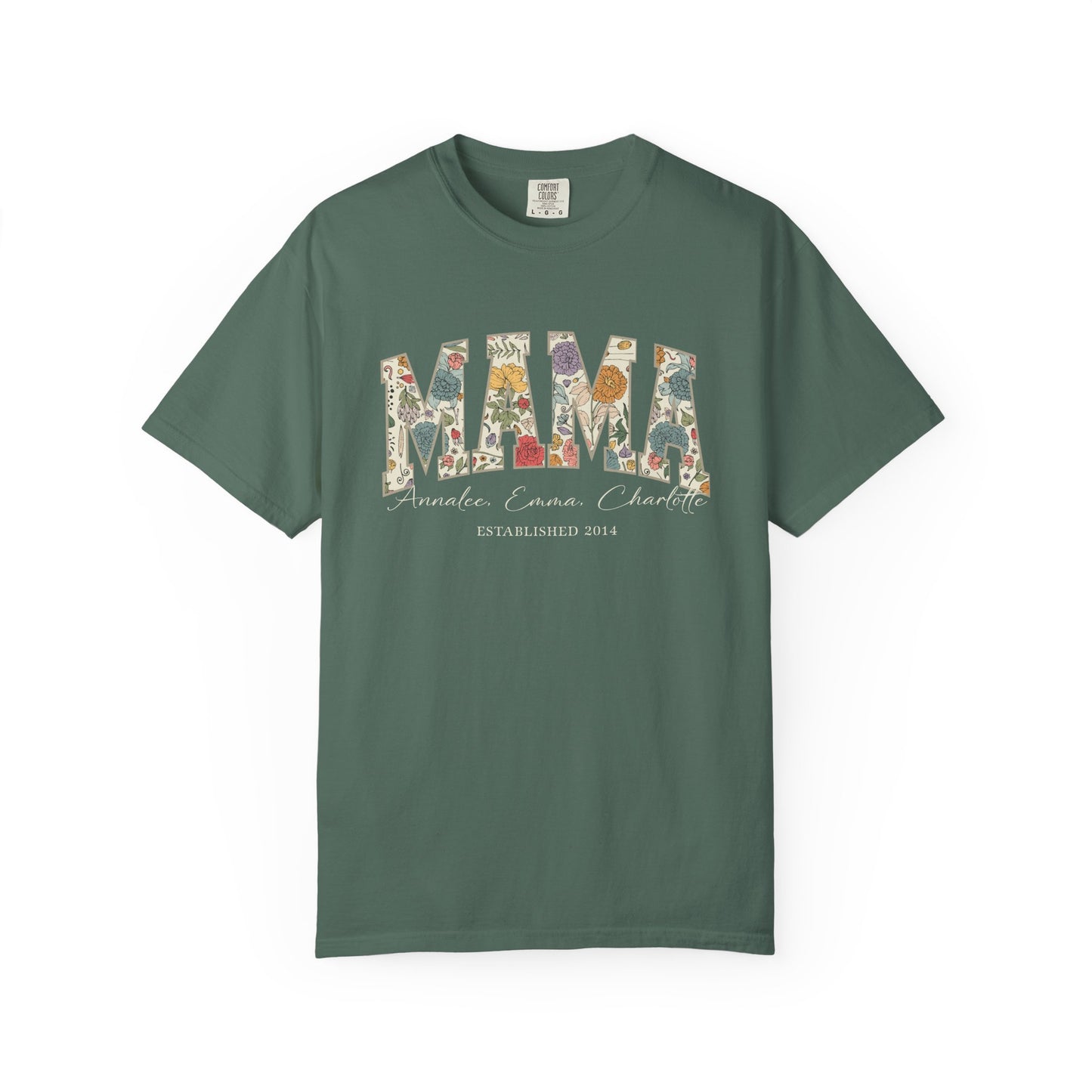 Mama Grandma Wildflowers Personalized with Kids Garment Dyed Shirt - Amazing Faith Designs