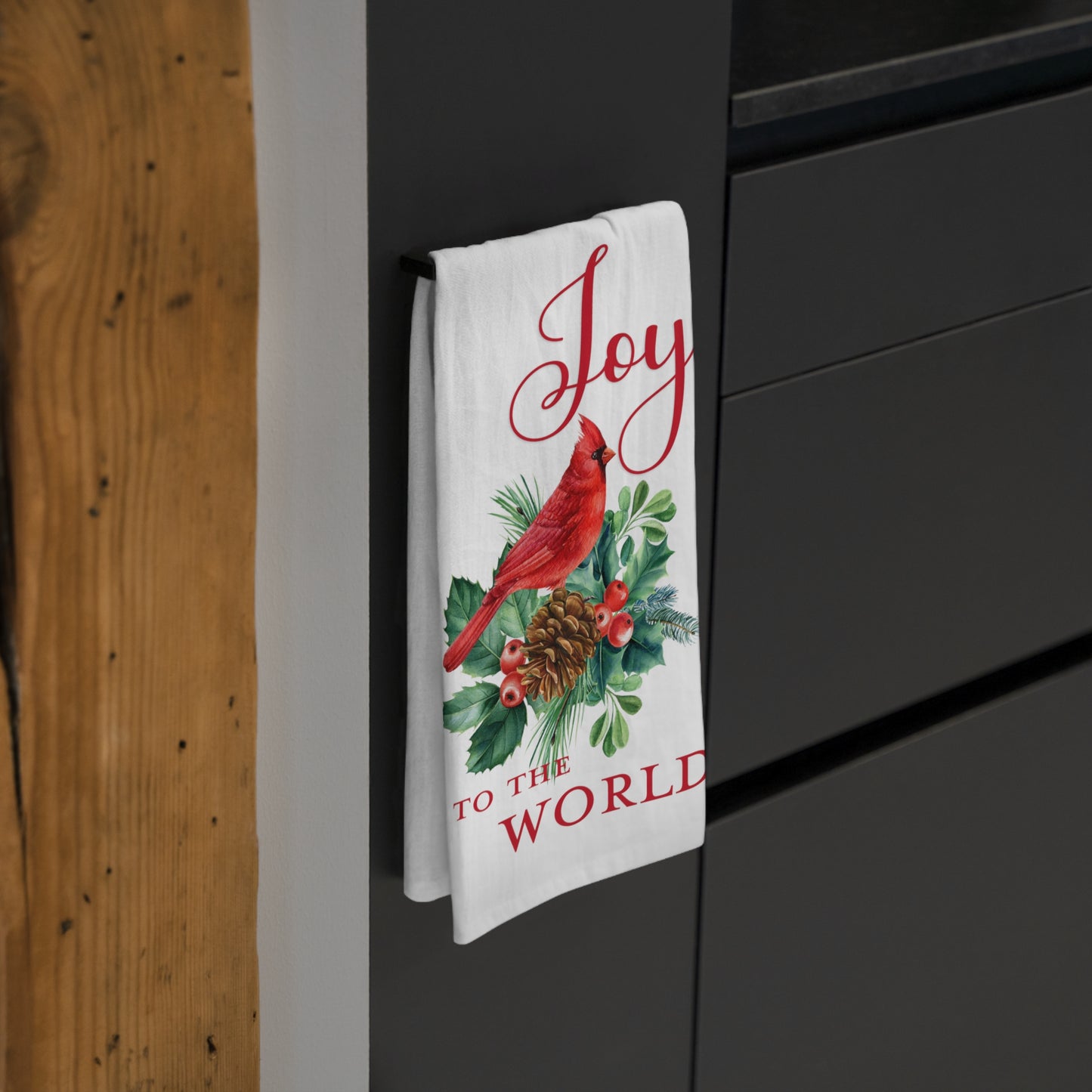 Joy to the World Cardinal Christmas Tea Towel - Amazing Faith Designs