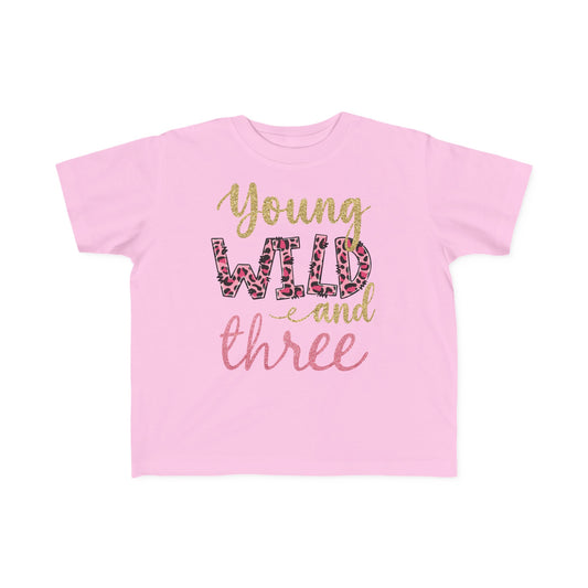 Young Wild and Three Toddler Third Birthday Shirt - Amazing Faith Designs