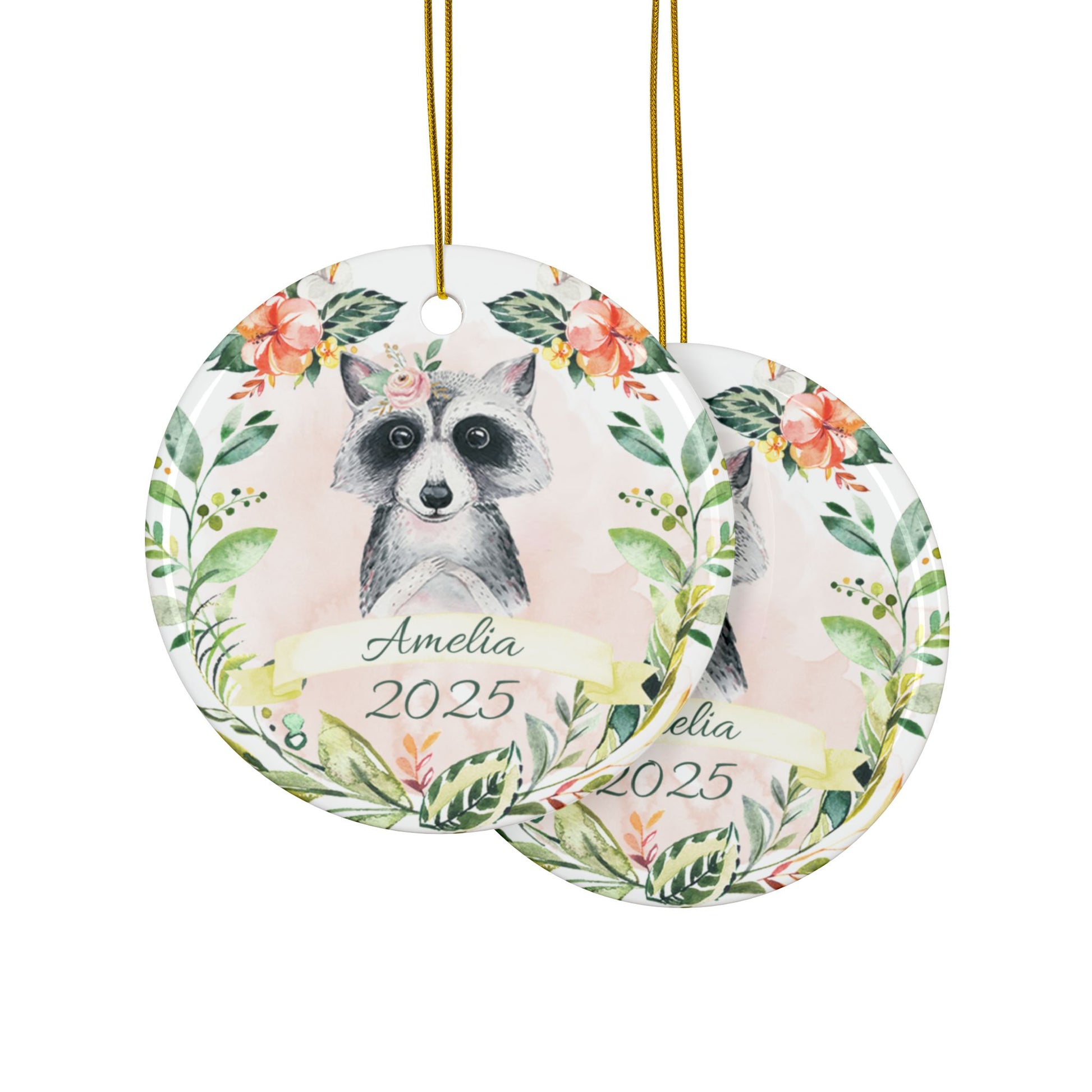 Raccoon Personalized Ceramic Ornament - Amazing Faith Designs