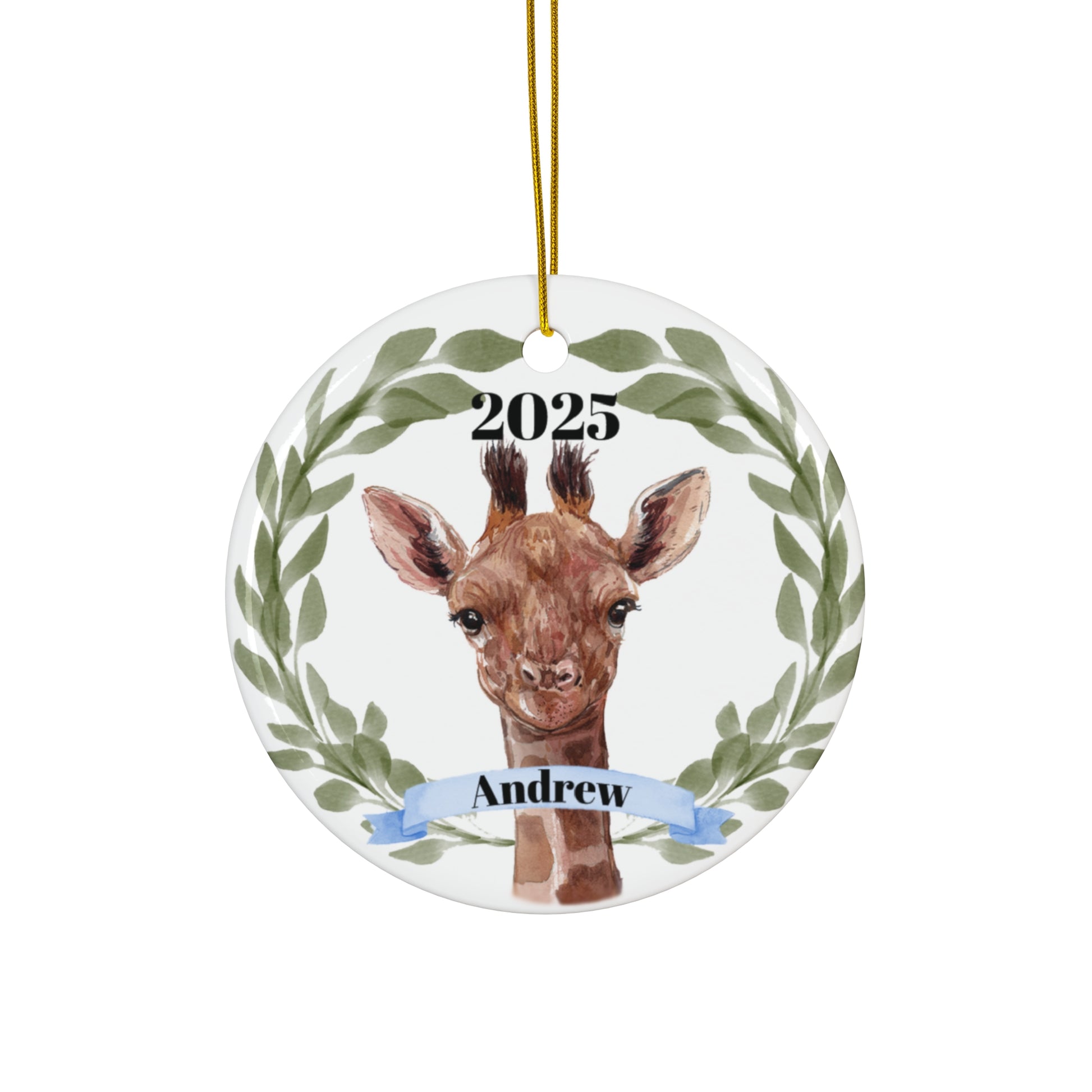 Giraffe Personalized Ceramic Ornament - Amazing Faith Designs