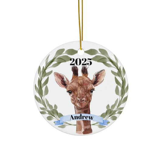 Giraffe Personalized Ceramic Ornament - Amazing Faith Designs