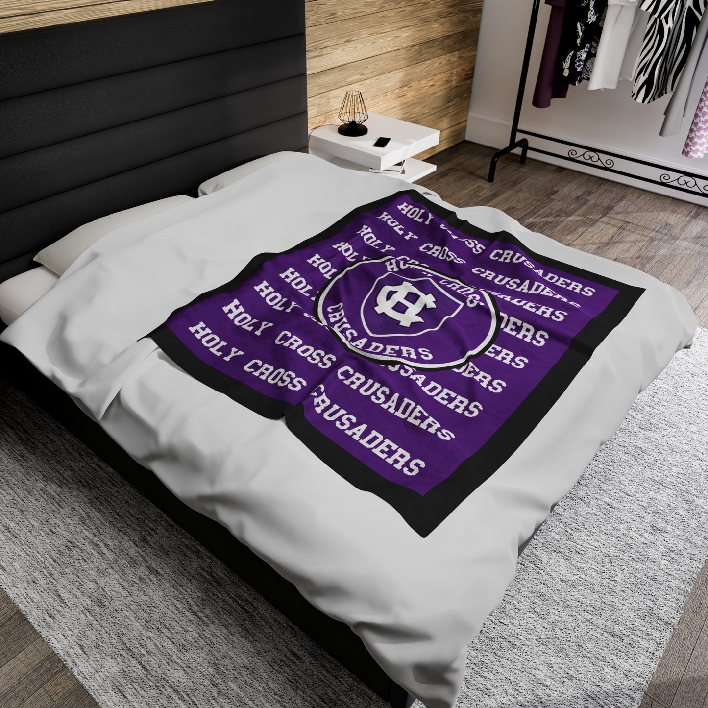 Holy Cross Crusaders Velveteen Plush Blanket - Amazing Faith Designs