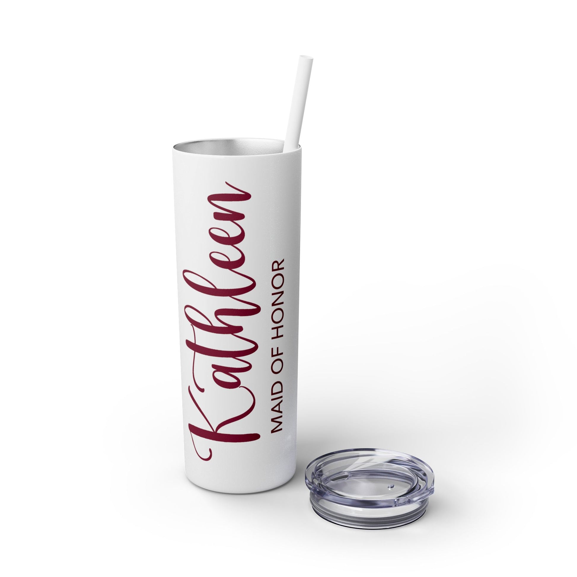 Bridesmaid Personalized Skinny Tumbler with Straw, 20oz - Amazing Faith Designs