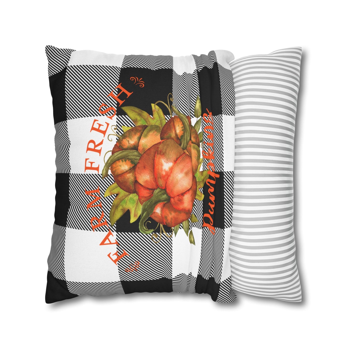 Farm Fresh Pumpkins Buffalo Plaid Throw Pillow Cover - Amazing Faith Designs